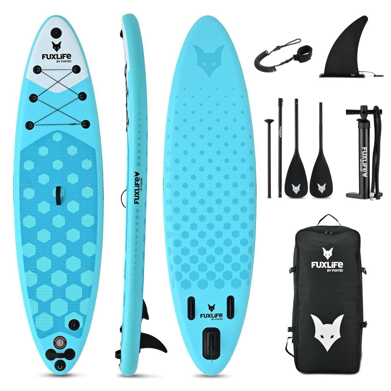 FUXLIFE SUP-Board FX-SUP320D1, Aufblasbar, (3 Finnen,Paddel,Pumpe,Tragetasche,Sicherheitsleine,Actioncam-Halterung)