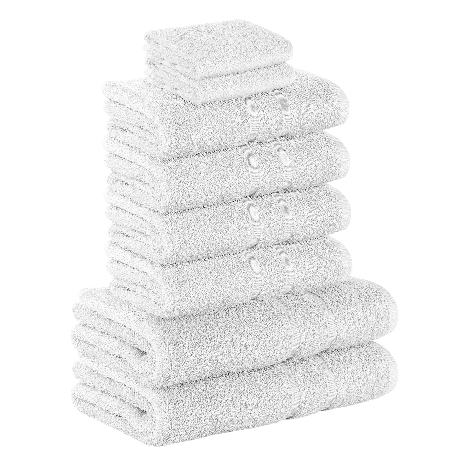 StickandShine Handtuch Set 2x Gästehandtuch 4x Handtücher 2x Duschtücher als SET in verschiedenen Farben (8 Teilig) 100% Baumwolle 500 GSM Frottee 8er Handtuch Pack, 100% Baumwolle 500 GSM Weiß