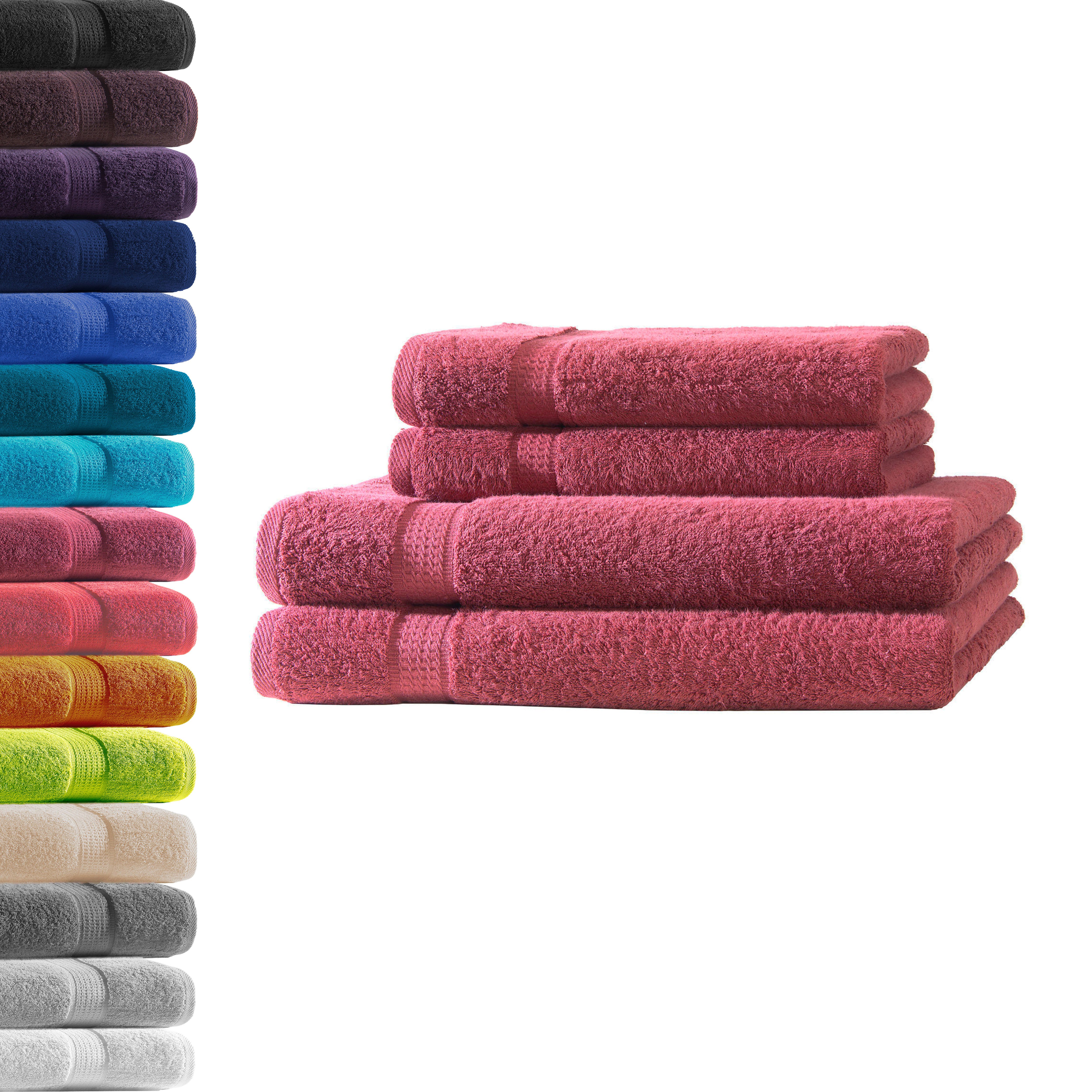 Hometex Premium Textiles Handtuch in Premium Qualität 500 g/m², Feinster Frottier-Stoff 100% Baumwolle, 2x Duschtuch + 2 Handtuch, weich, saugfähig, extra schwer & flauschig - TEST BILD TOP MARKE 2025