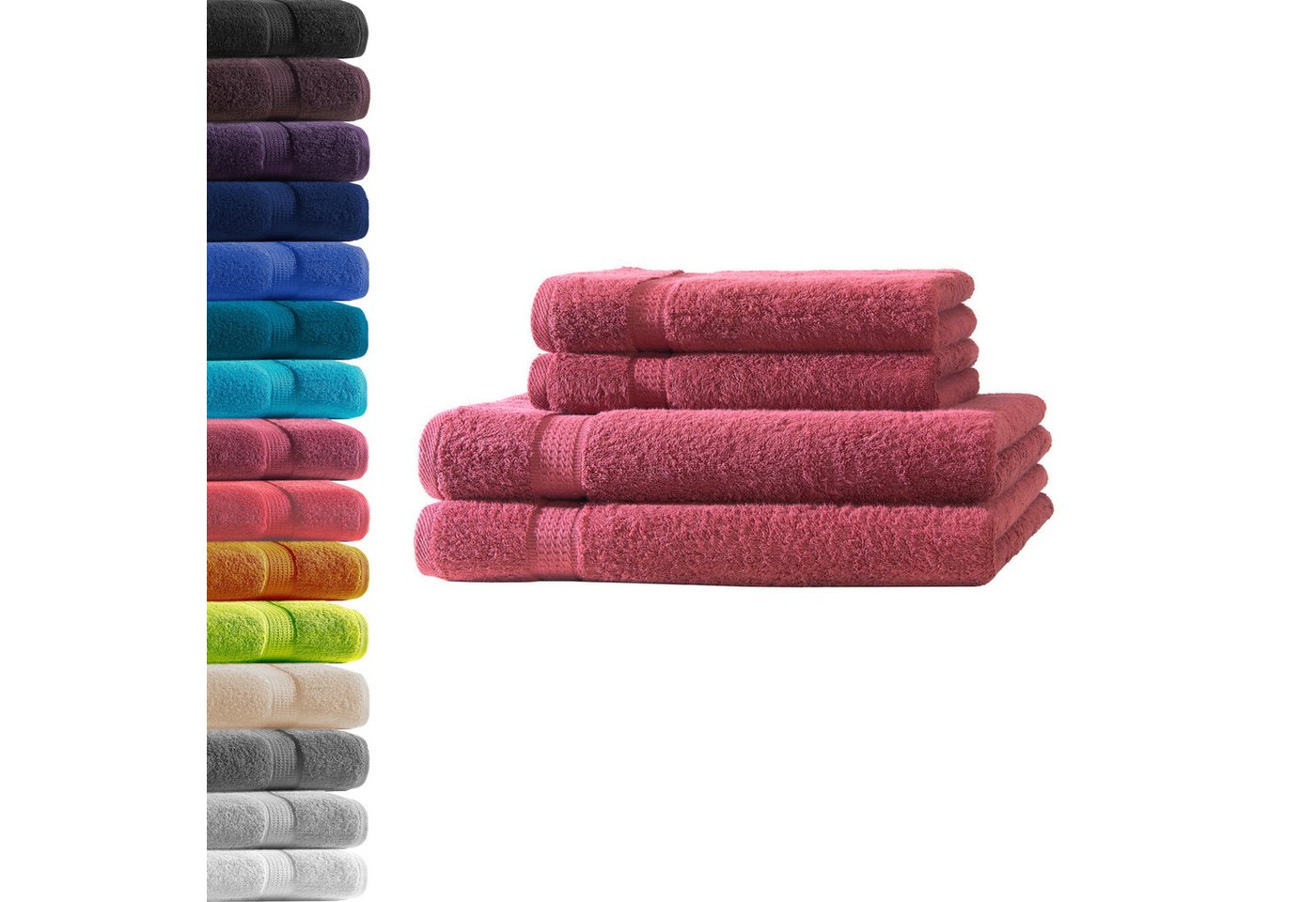 Hometex Premium Textiles Handtuch in Premium Qualität 500 g/m², Feinster Frottier-Stoff 100% Baumwolle, 2x Duschtuch + 2 Handtuch, weich, saugfähig, extra schwer & flauschig