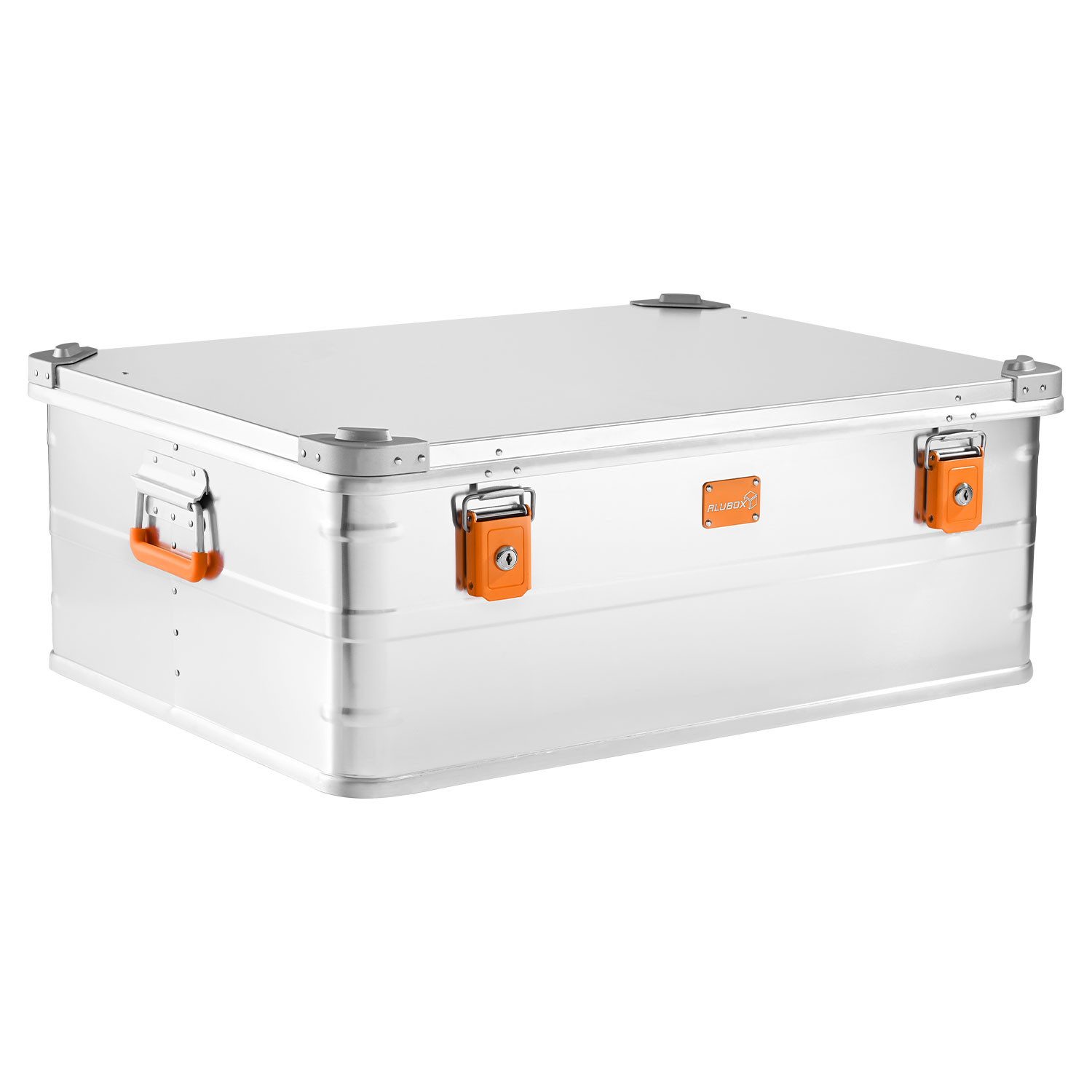 ALUBOX Aufbewahrungsbox Alukiste Transportkiste mit Druckguss Stapelecken (stapelbar auf E241), Schlösser und Schlüssel inklusive - untereinander stapelbar