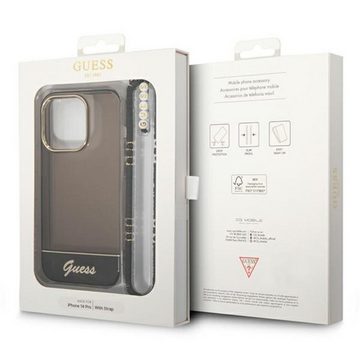 Guess Handyhülle Guess Chain Silikon Case für Apple iPhone 14 Pro mit Kette Transparent / Schwarz Hülle
