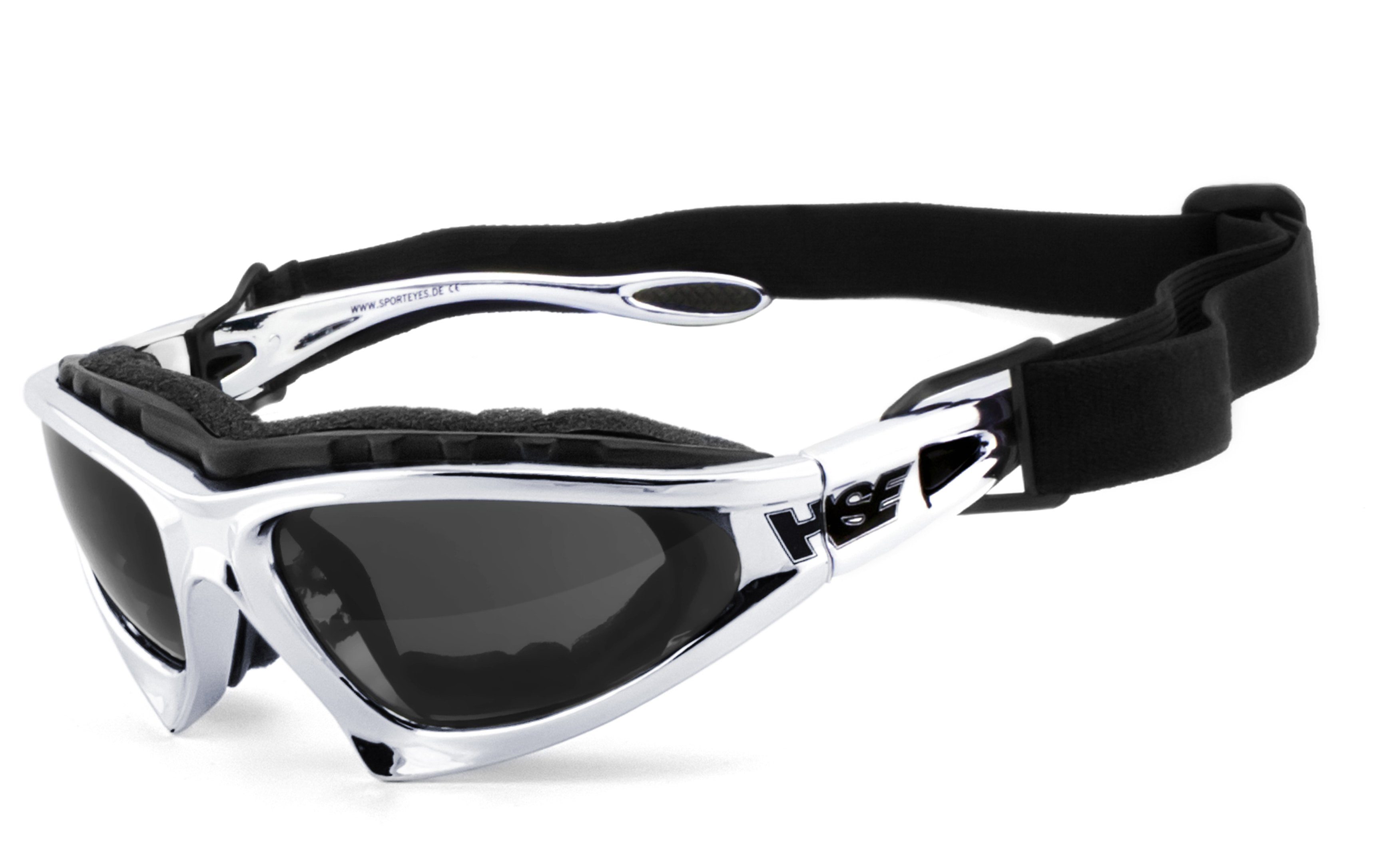 HSE - SportEyes Motorradbrille FALCON-X, Steinschlagbeständig durch Kunststoff-Sicherheitsglas