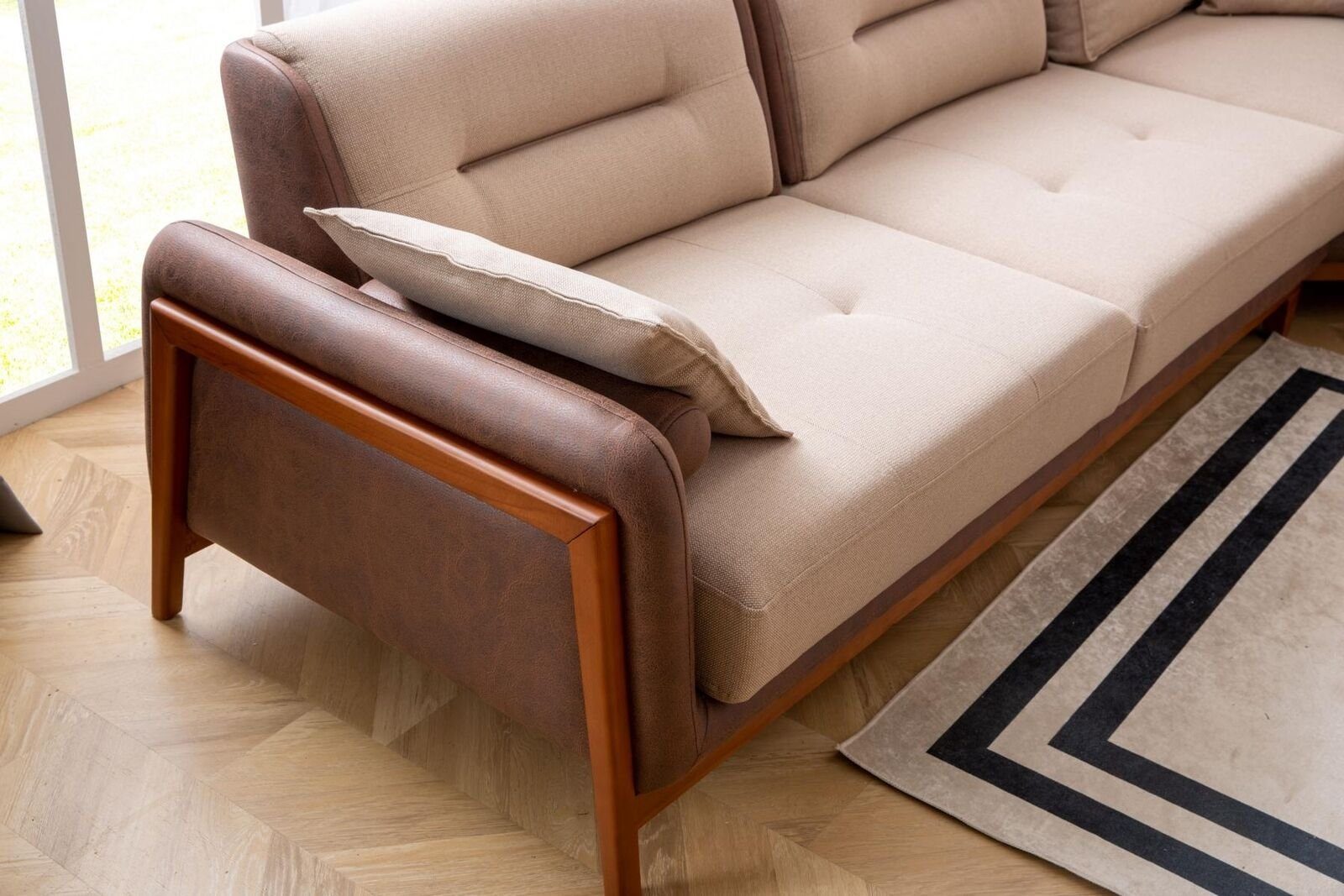 Teile, Ecksofa JVmoebel Multifunktion L-Form Europa Made Couch Möbel in Couchen, 1 Ecksofa Wohnzimmer Beige