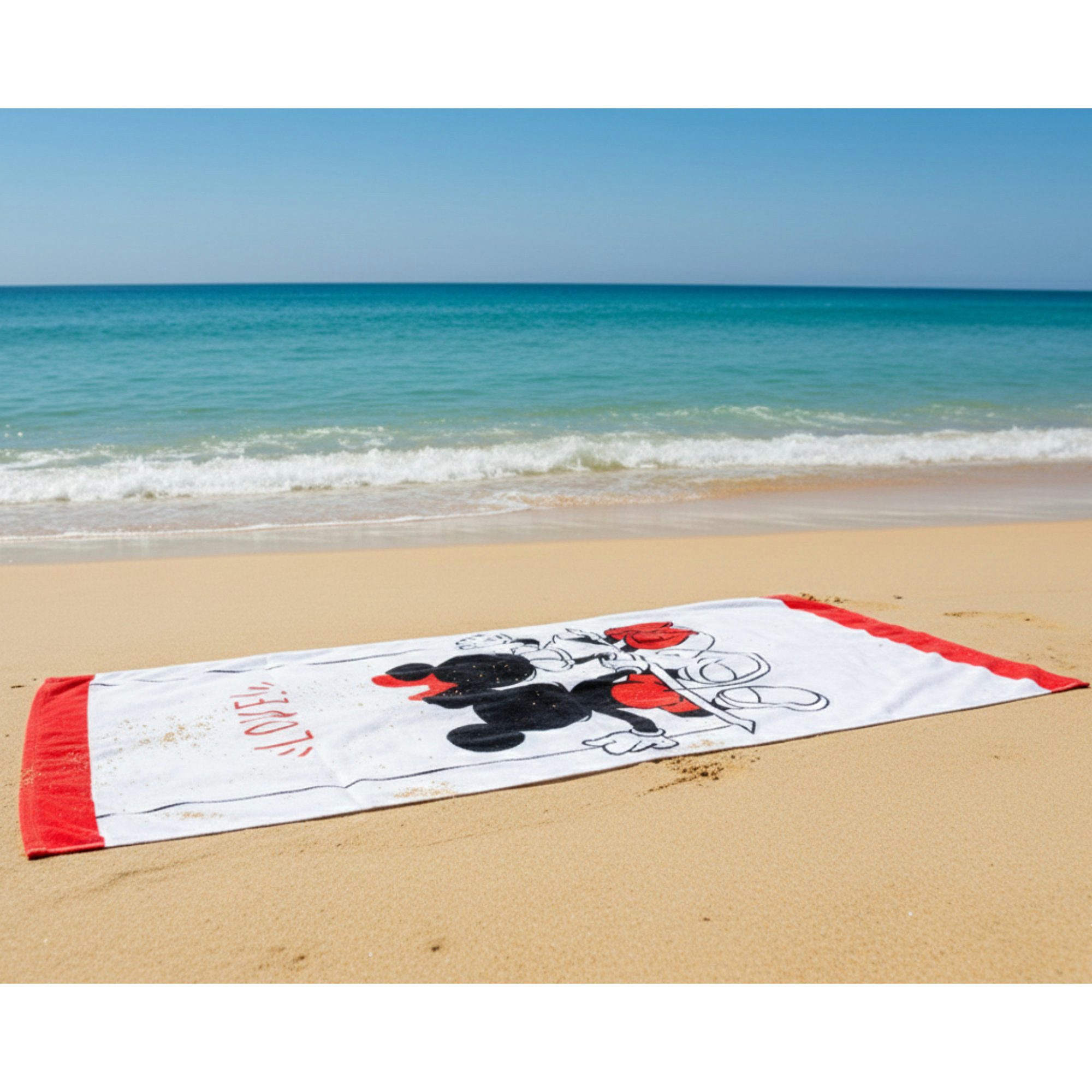 Disney Strandtuch Disney Minnie und Mickey Maus Badetuch XL Strandtuch, 70x140 cm, 100% Baumwolle