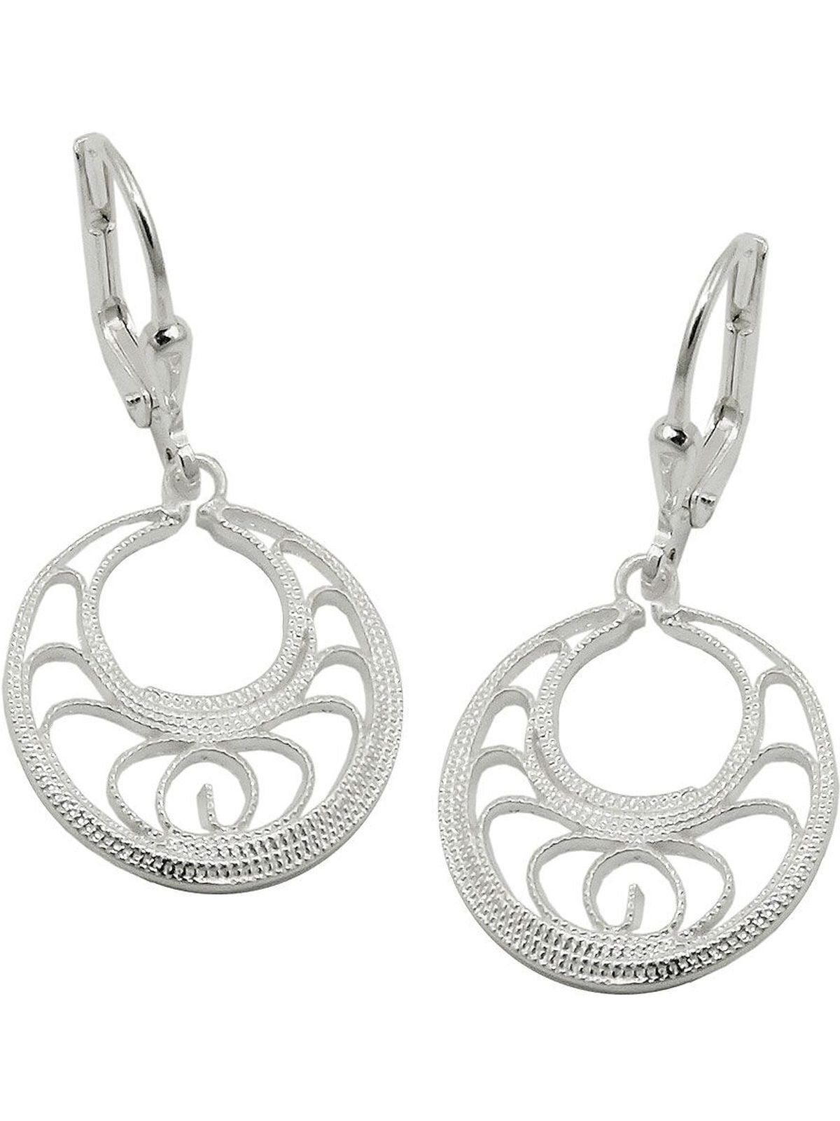 Gallay Paar Ohrhänger Ohrhänger Ohrringe 32x16mm rund orientalisch glänzend Silber 925 (1-tlg)