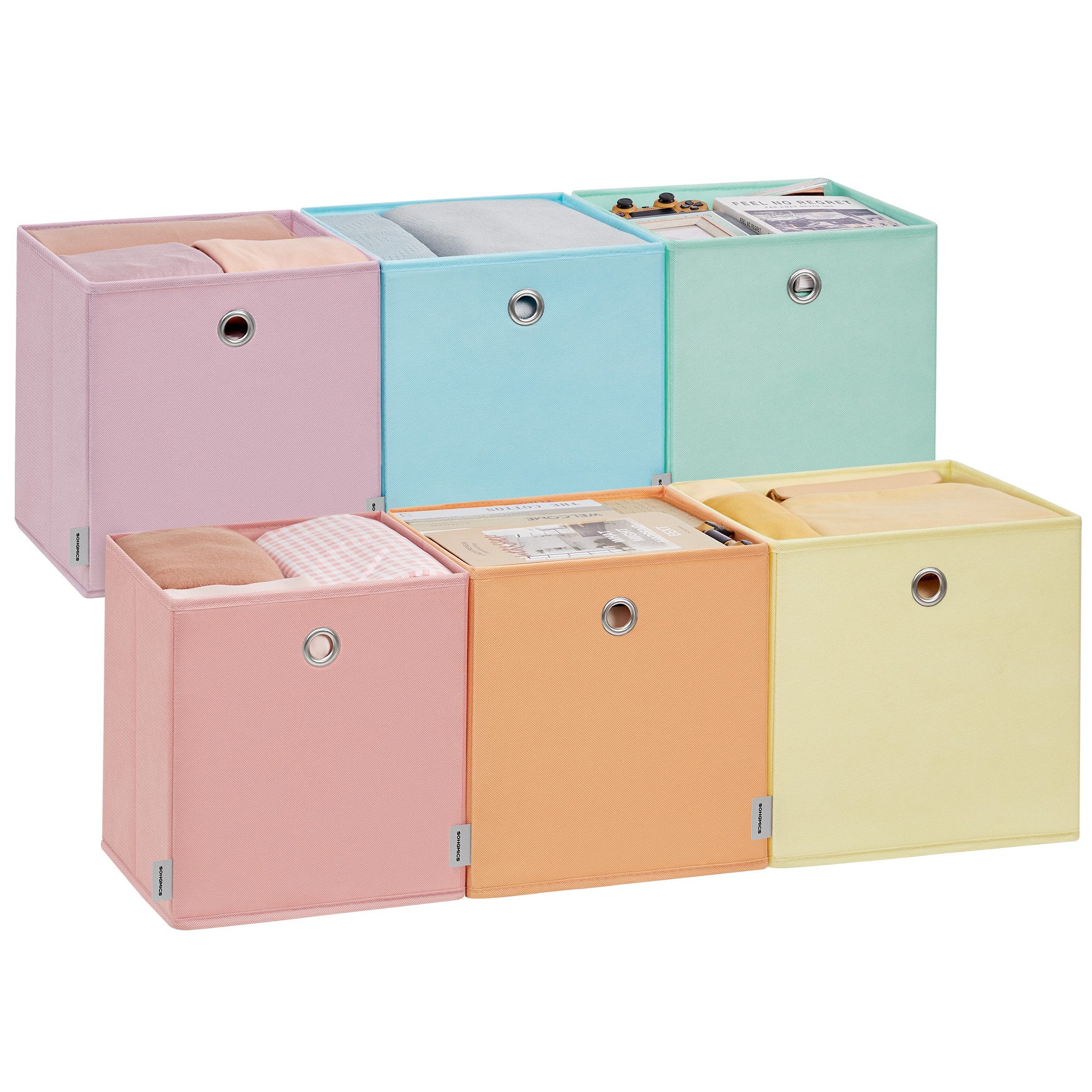 SONGMICS Aufbewahrungsbox, Ordnungsboxen, geruchsneutral, Faltbox, Stoffbox, für Würfelregal