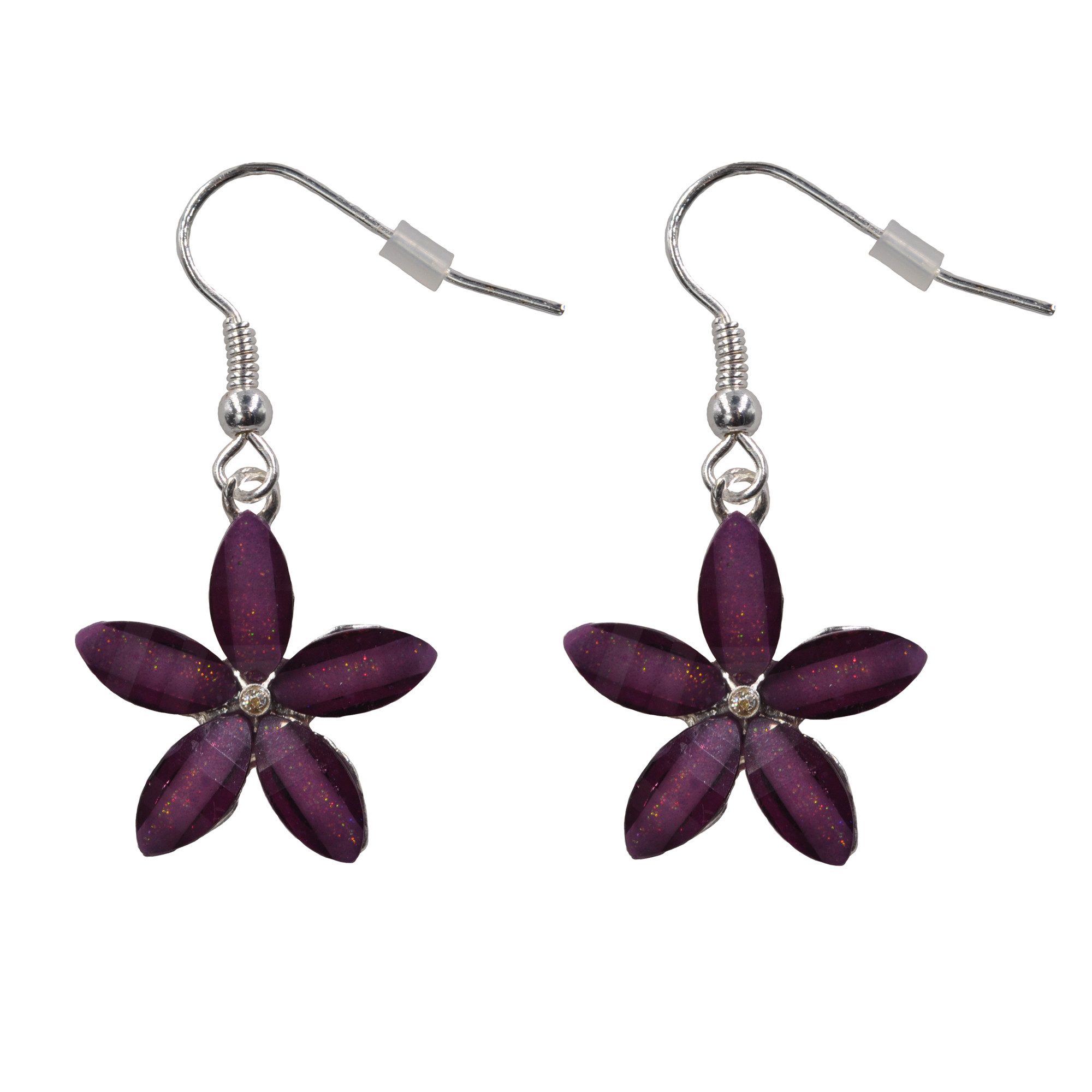 Steuer Paar Ohrhaken Set aus Collier und Ohrhaken Blüte lila