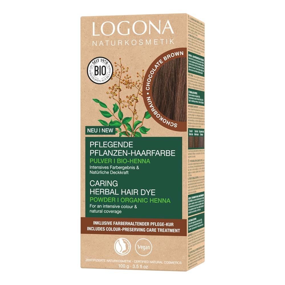 LOGONA Haarfarbe Pflegende Pflanzen-Haarfarbe Pulver - Schokobraun 100g