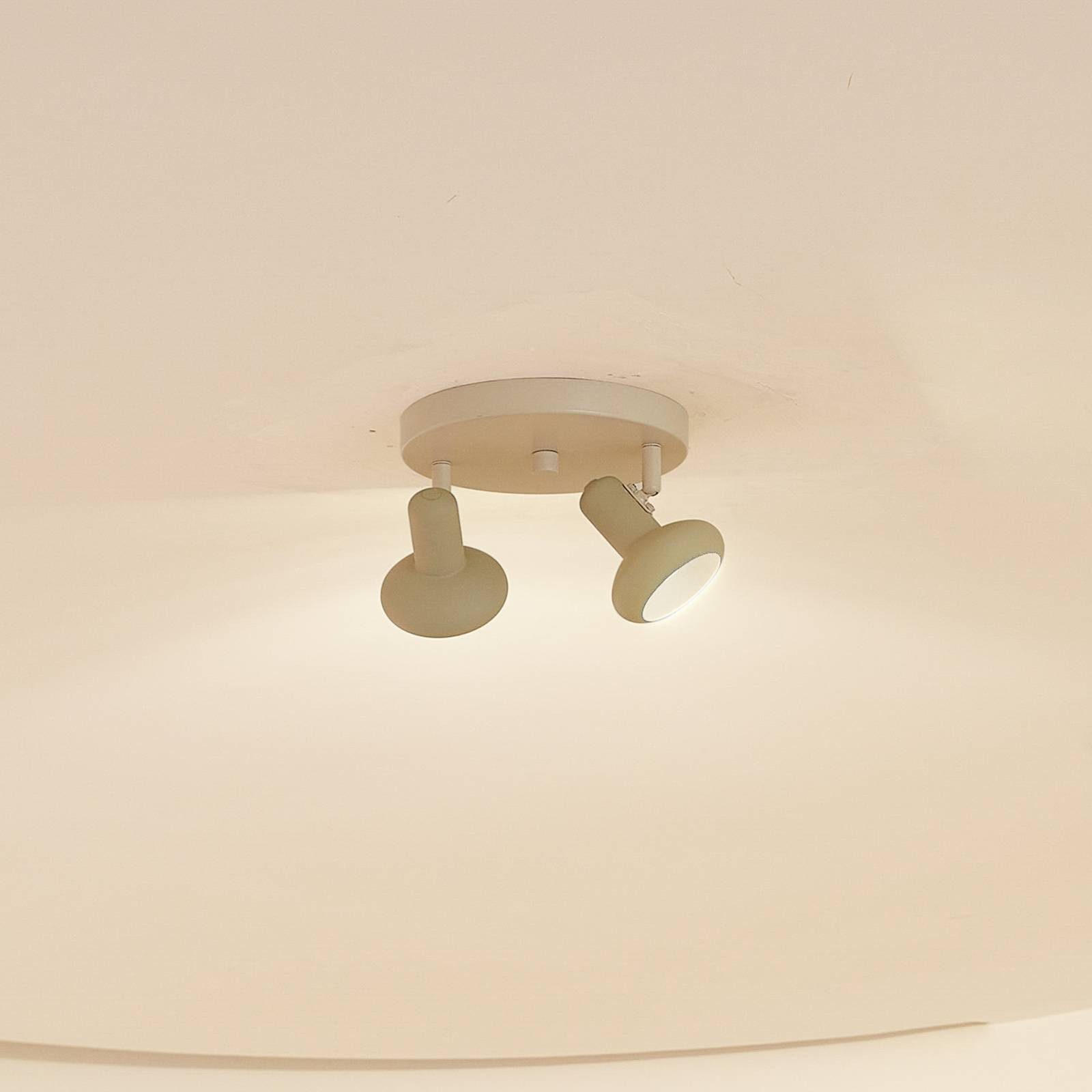 Lindby Deckenstrahler Huby, Metall, Creme IP20, 2 x 10 W LED