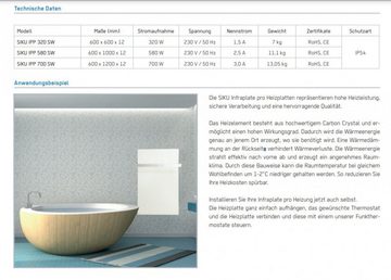 Siku Infrarotheizung Siku Infrarot-Flächenheizung, Infraplate pro, für die Wandmontage, Glas-Front