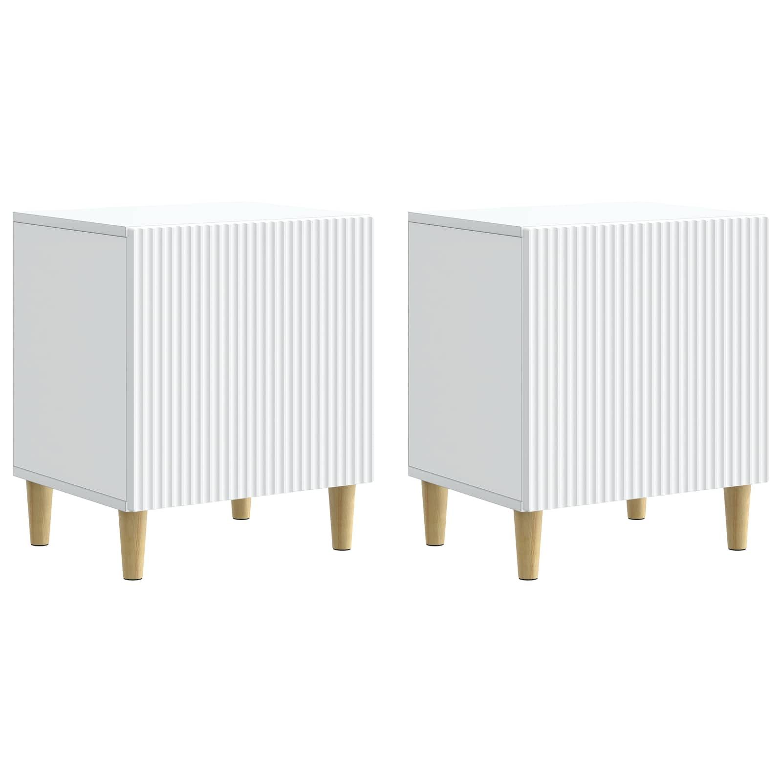 Nachttisch 43 x 34,5 x 50 cm Nachttisch 2er Set Nachtschrank Weiß 43x34,5x50 cm
