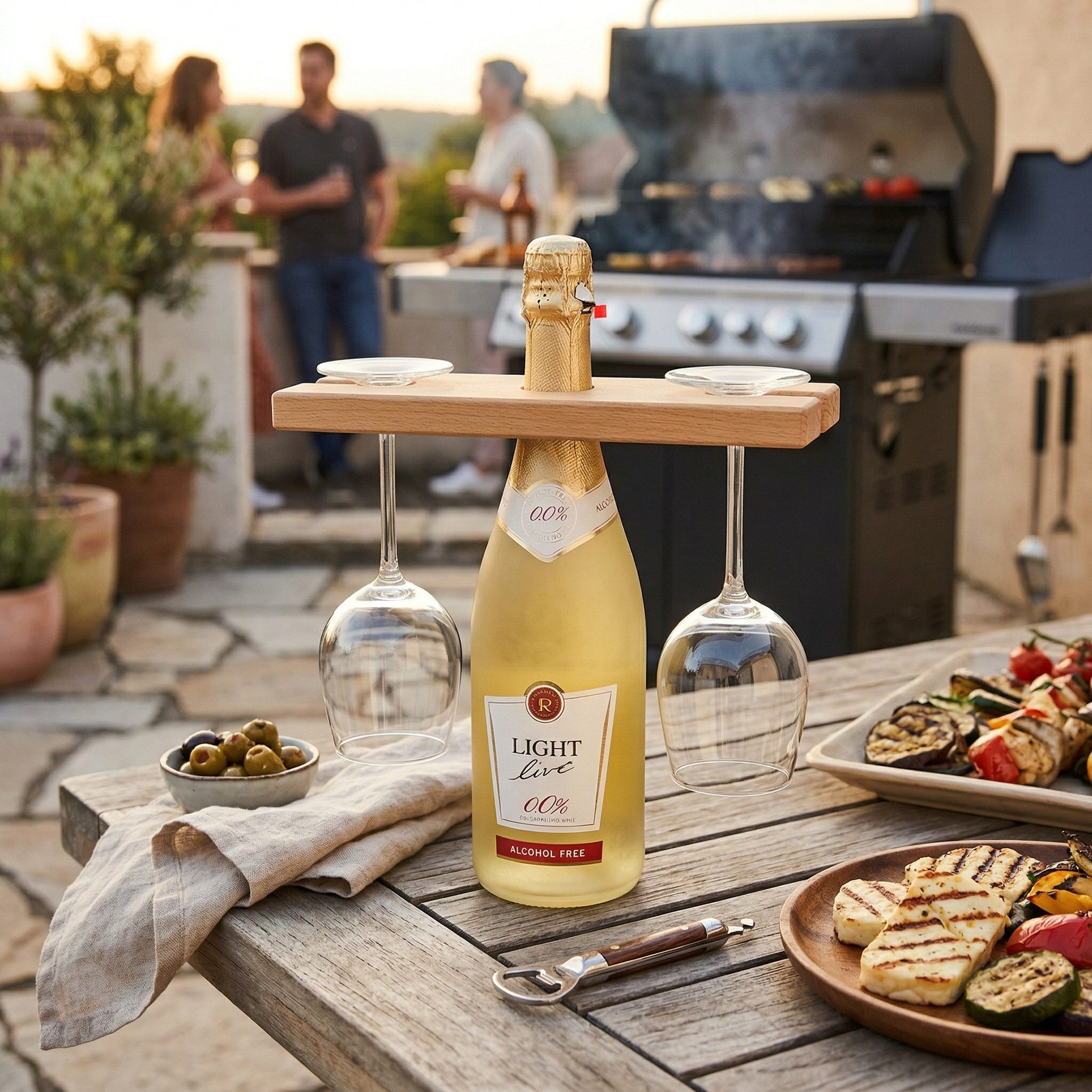 Strandkorb-King Weinflaschenhalter Weinhalter für 2 Gläser