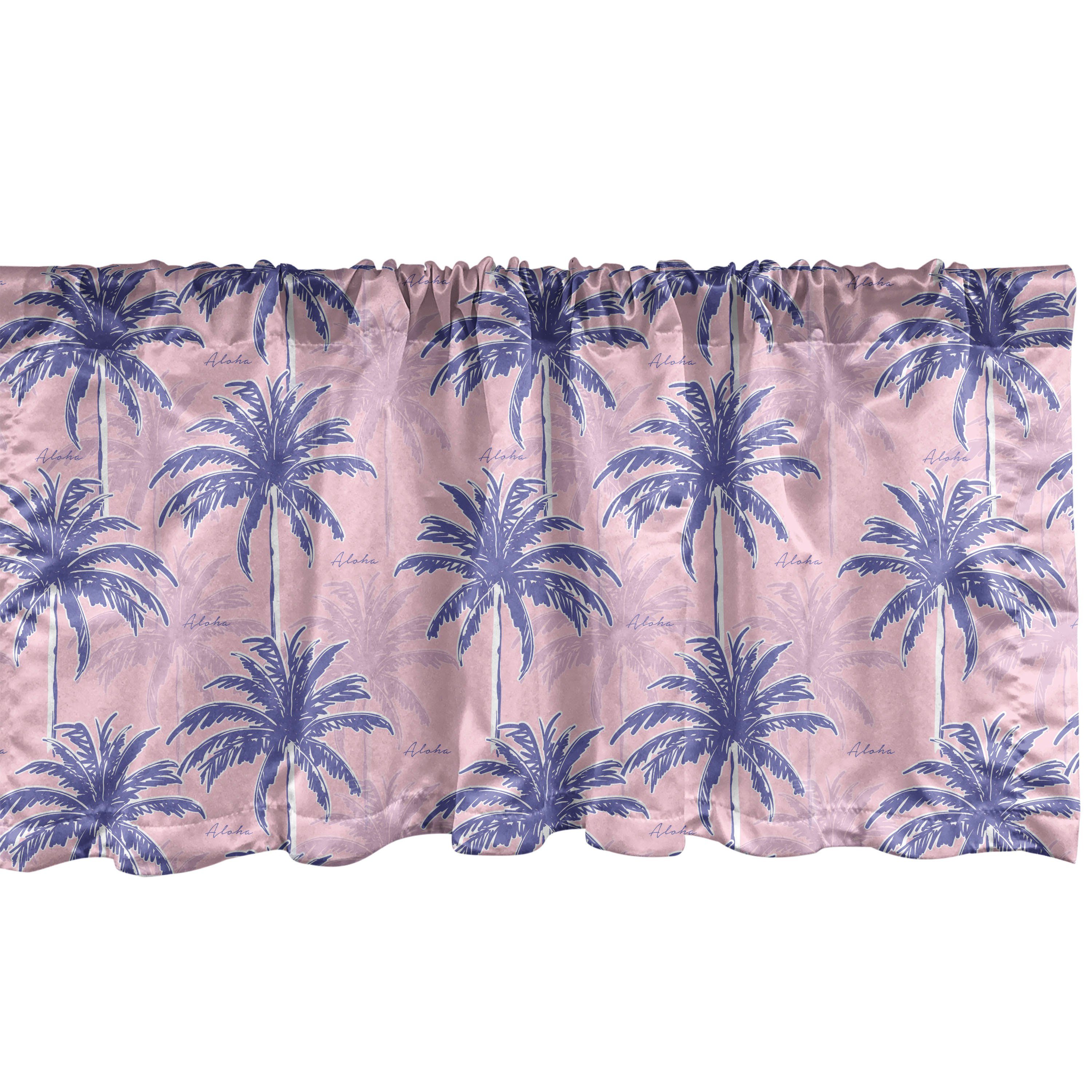 Scheibengardine Vorhang Volant für Küche Palms Stangentasche, Schlafzimmer Exotisch Jungle Microfaser, Aloha Zusammenfassung Dekor Abakuhaus, mit