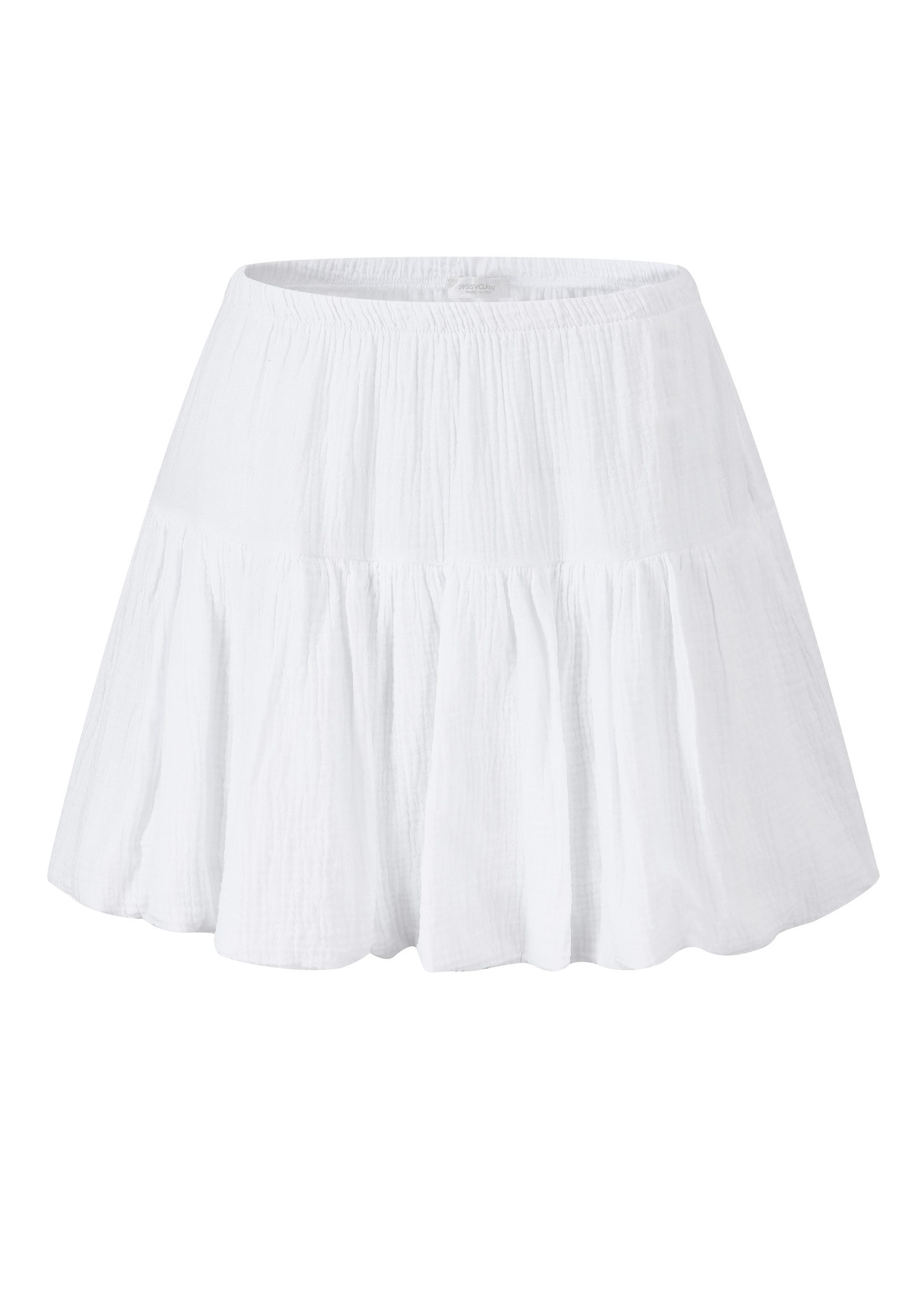 SASSYCLASSY Minirock Musselin Rock Damen kurz mit Ballonsaum elegant Miniro günstig online kaufen