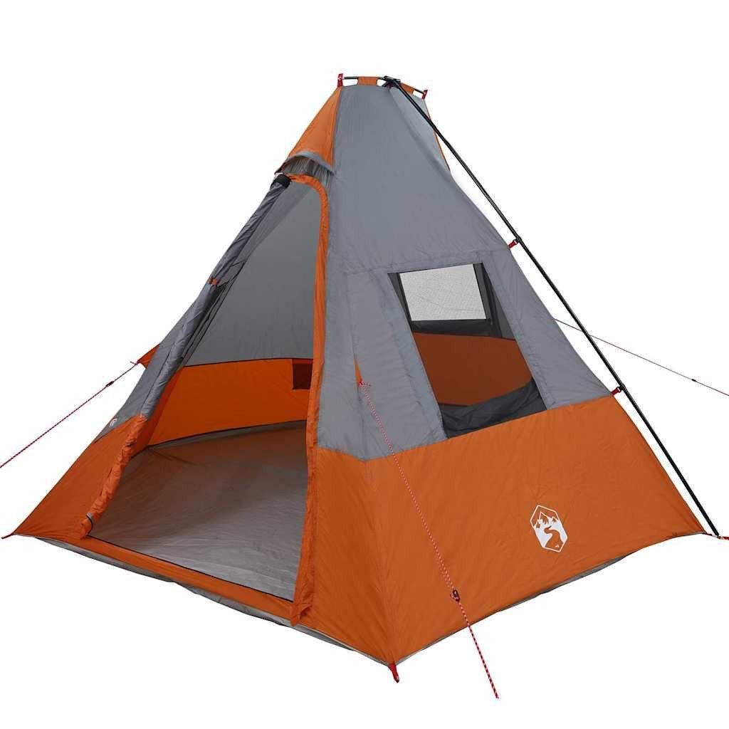 vidaXL Tipi-Zelt Tipi Zelt 6 Personen Wasserdicht Grau und Orange Taft, (1 tlg)