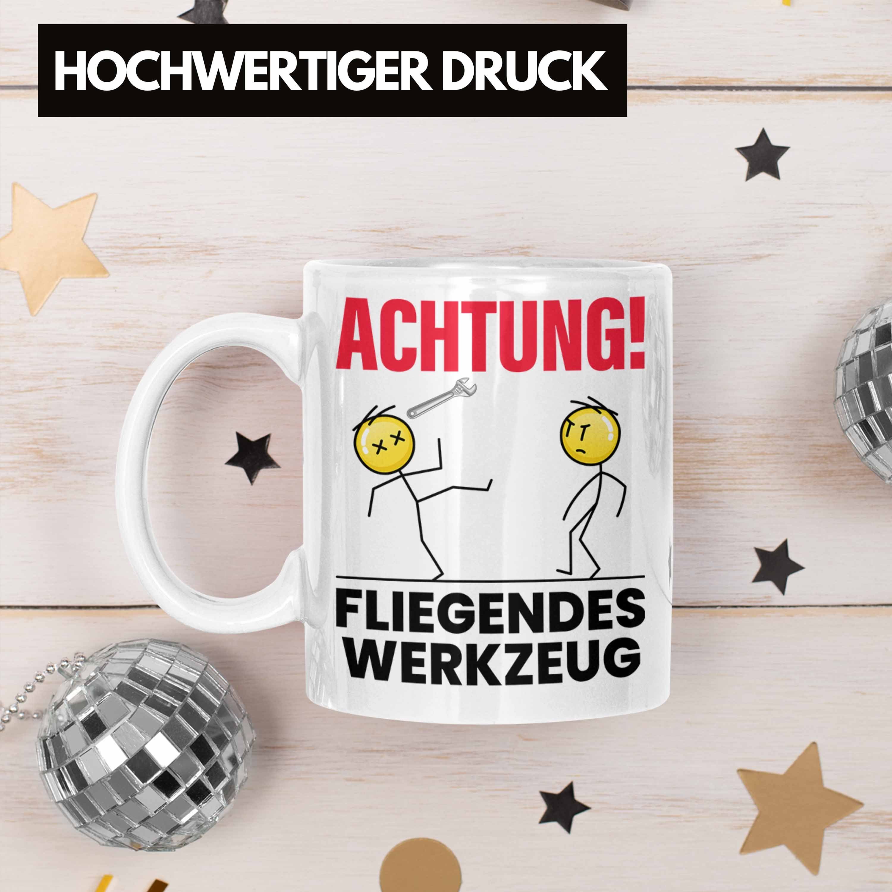 Tasse Trendation Achtung Geschenk Weiss Tasse Werkzeug Mec KFZ Fliegendes