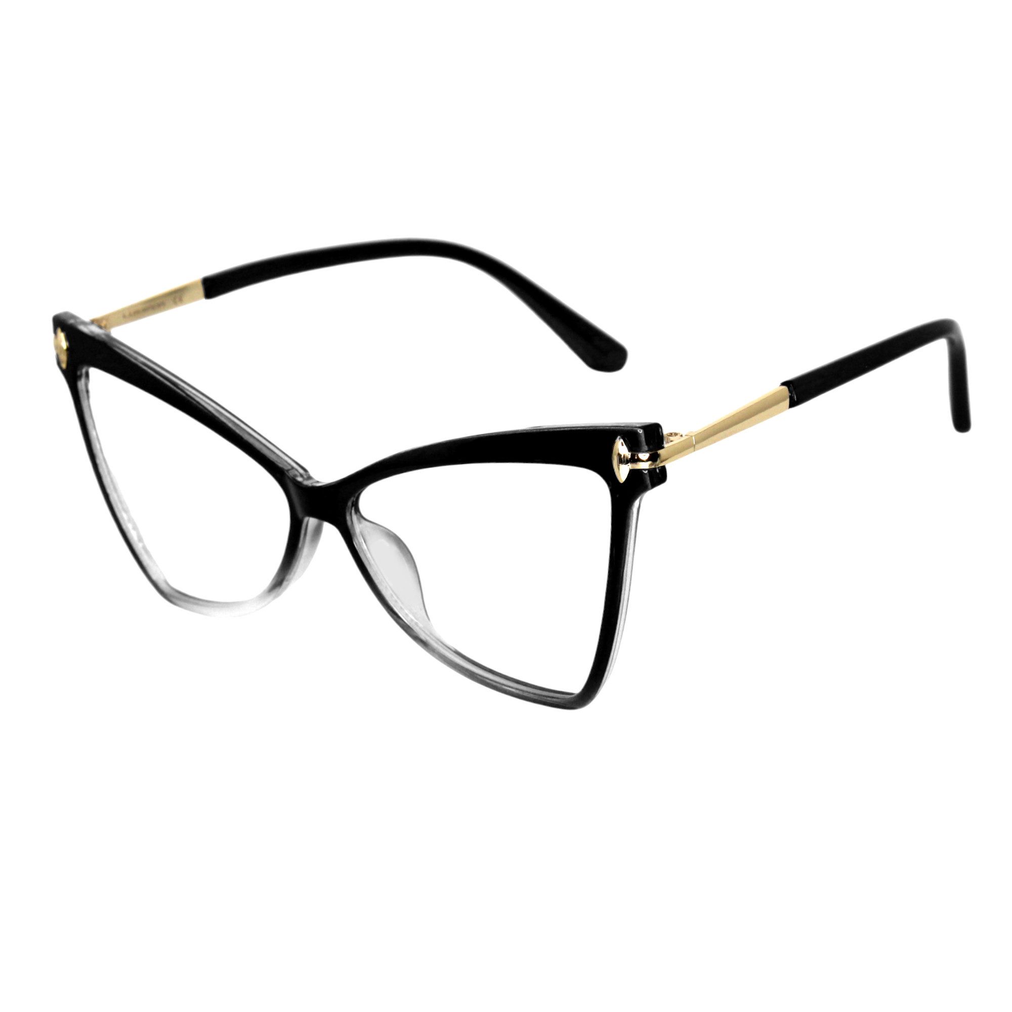 LUXXADA Sonnenbrille (Damen Brille Computerbrille Große Katzenaugen Gläser Blau Licht Filter) Gläser Anti Blue Light PC Brille Gamingbrille