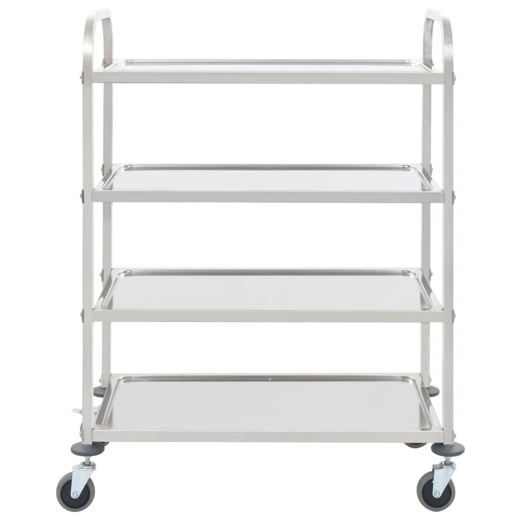 vidaXL Küchenwagen 4-Stufiger Servierwagen 107 x 55 x 125 cm Edelstahl