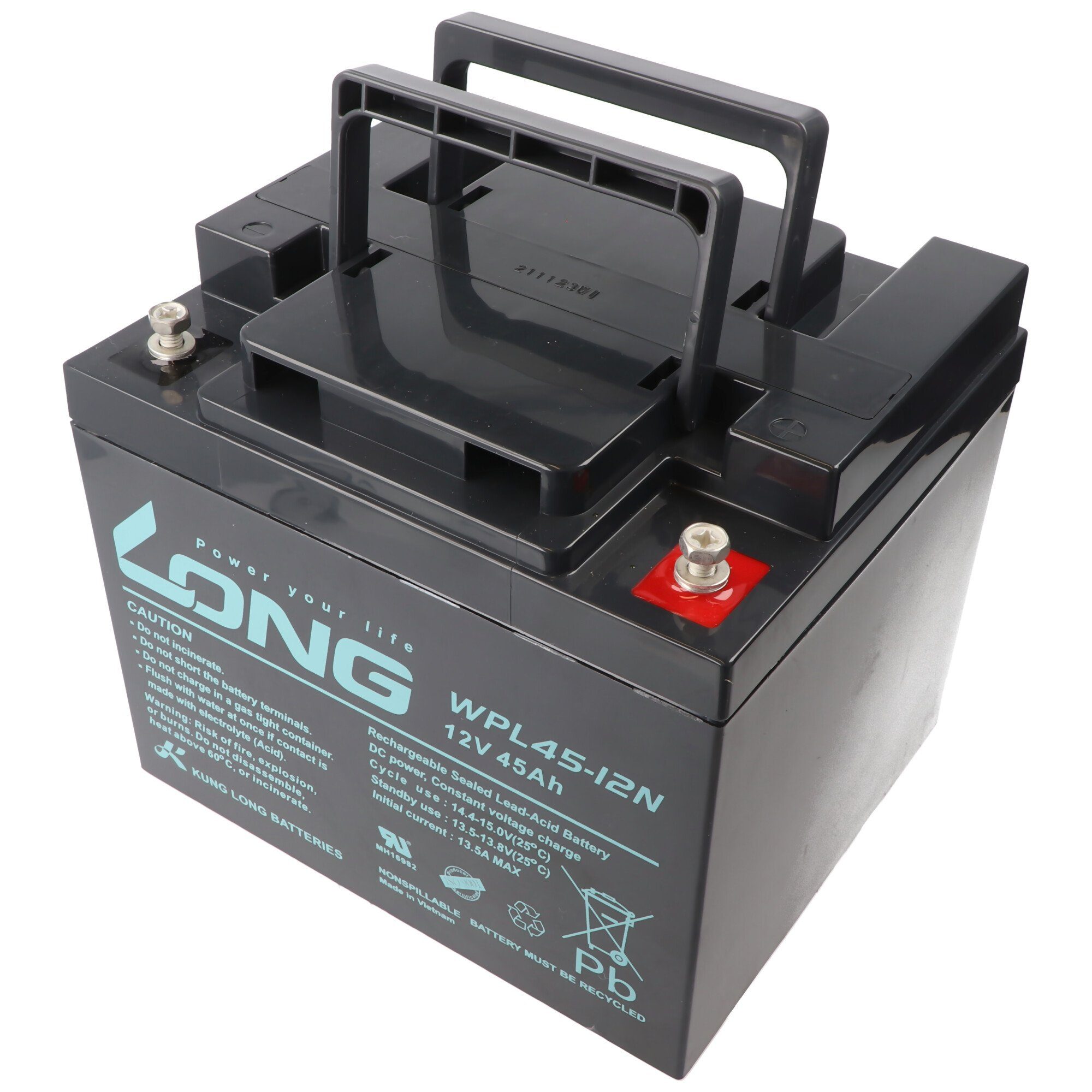 Kung Long Kung Long WPL45-12N F8 Longlife Blei-Vlies-Akku, 12Volt, 45Ah, M6 Inn Akku 45000 mAh (12,0 V)