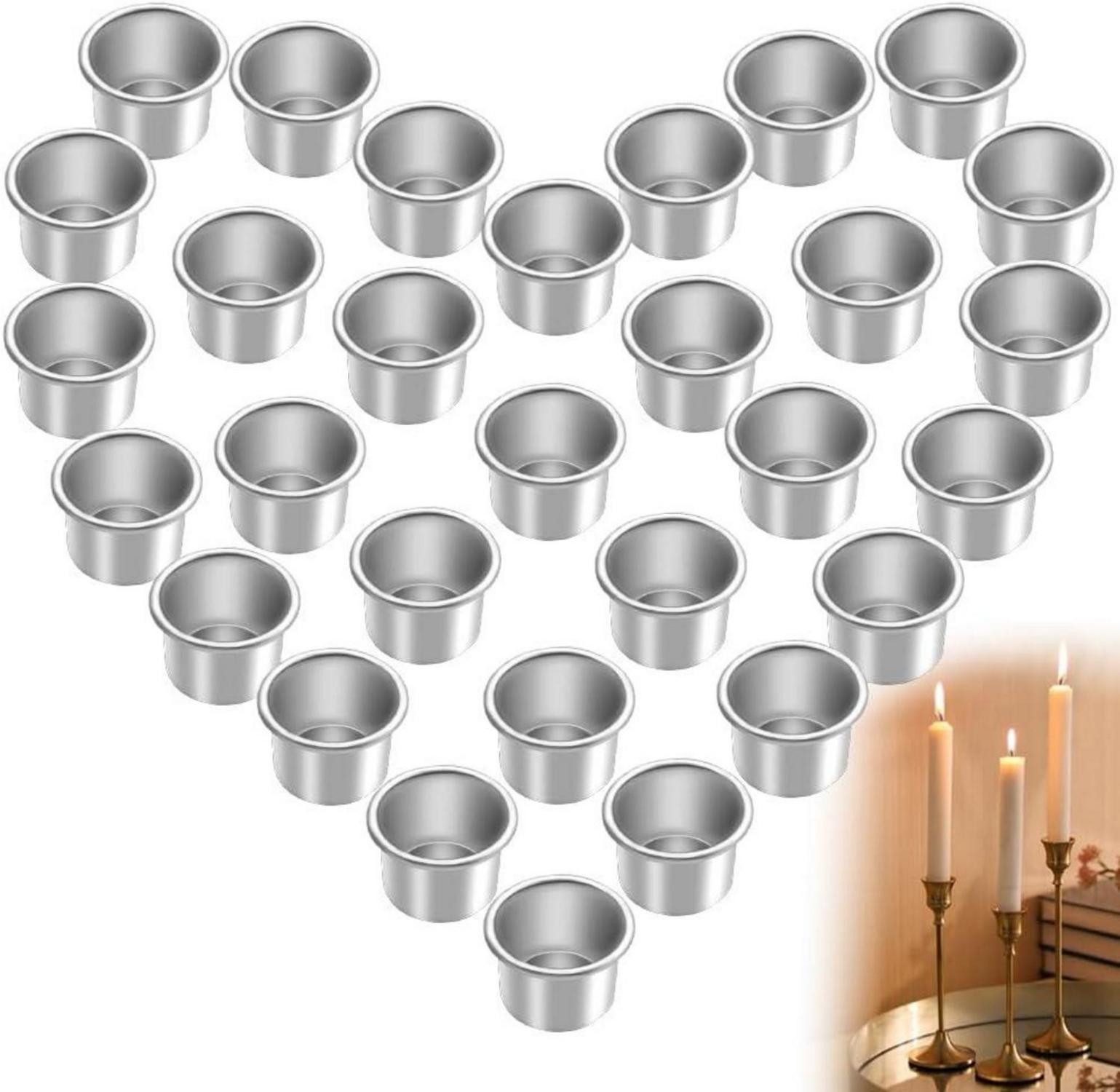 LuxusKollektion Kerzentülle 30er Set Silber Торшеры Stabkerzen Metall Tafelkerzen Wohn