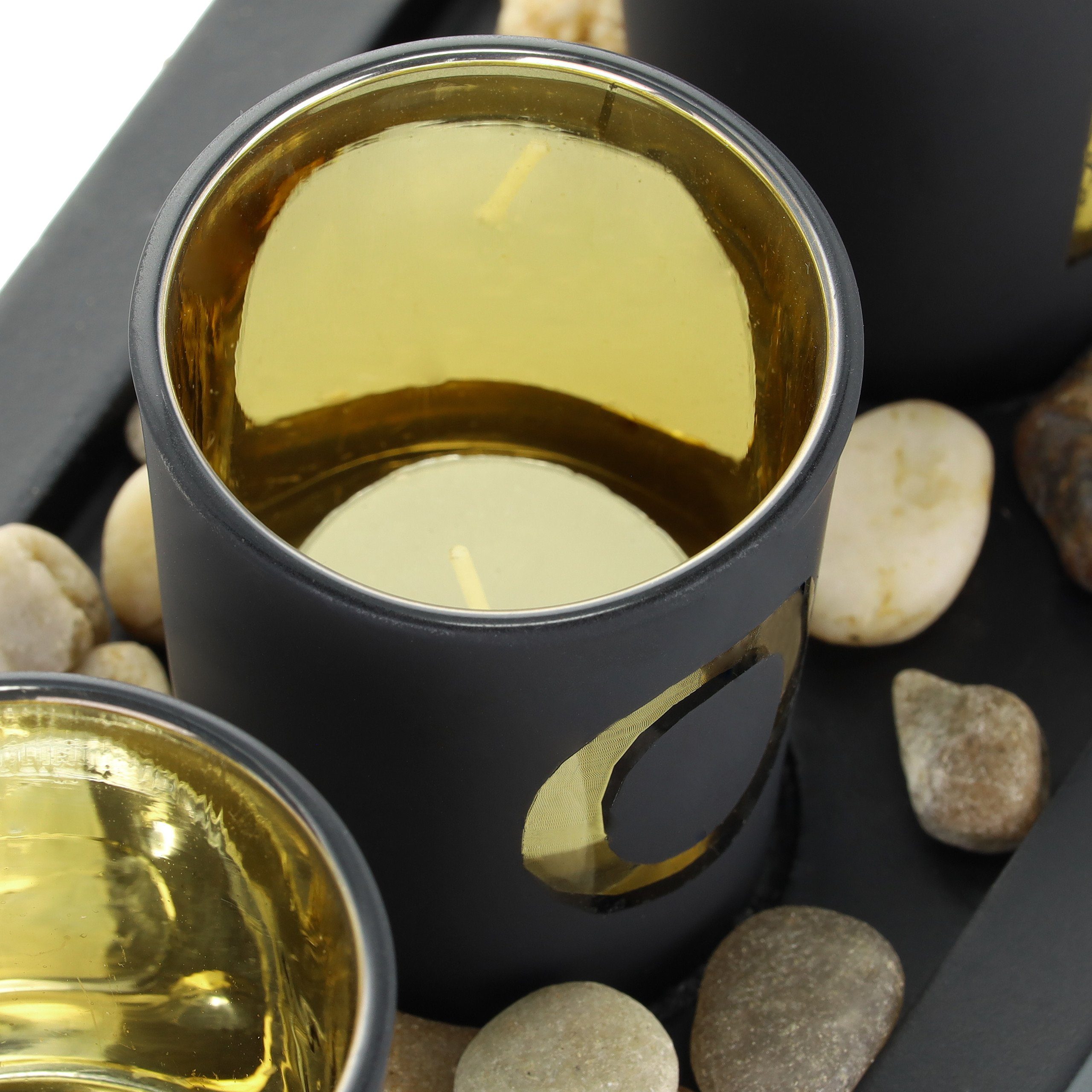 relaxdays Teelichthalter mit Tablett Teelichthalter "Home" mit Tablett