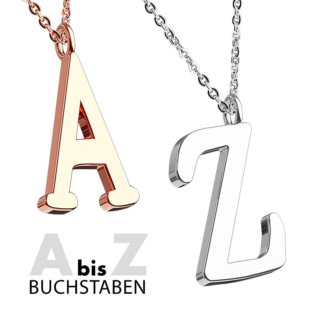 Taffstyle Kette mit Anhänger Damen Halskette Buchstaben Anhänger Kette Silber Schlicht Dezent A-Z (Personalisierte Halskette mit Buchstaben stilvoll und zeitlos – Bild 3 von 4