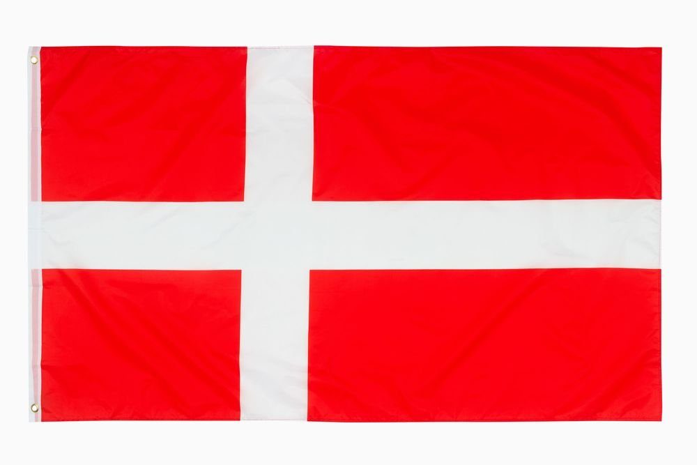 PHENO FLAGS Flagge Dänemark Flagge 90 x 150 cm Dänische Fahne Nationalfahne (Hissflagge für Fahnenmast), Inkl. 2 Messing Ösen