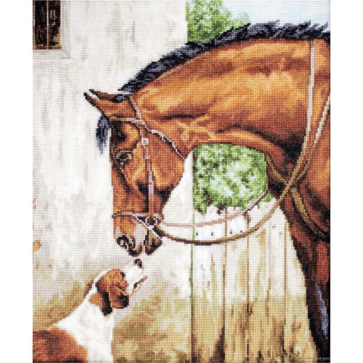 Luca-S Kreativset Luca-S Kreuzstich Set "Jäger und Foxhound", Zählmuster, 28,5x35cm, (embroidery kit by Marussia)