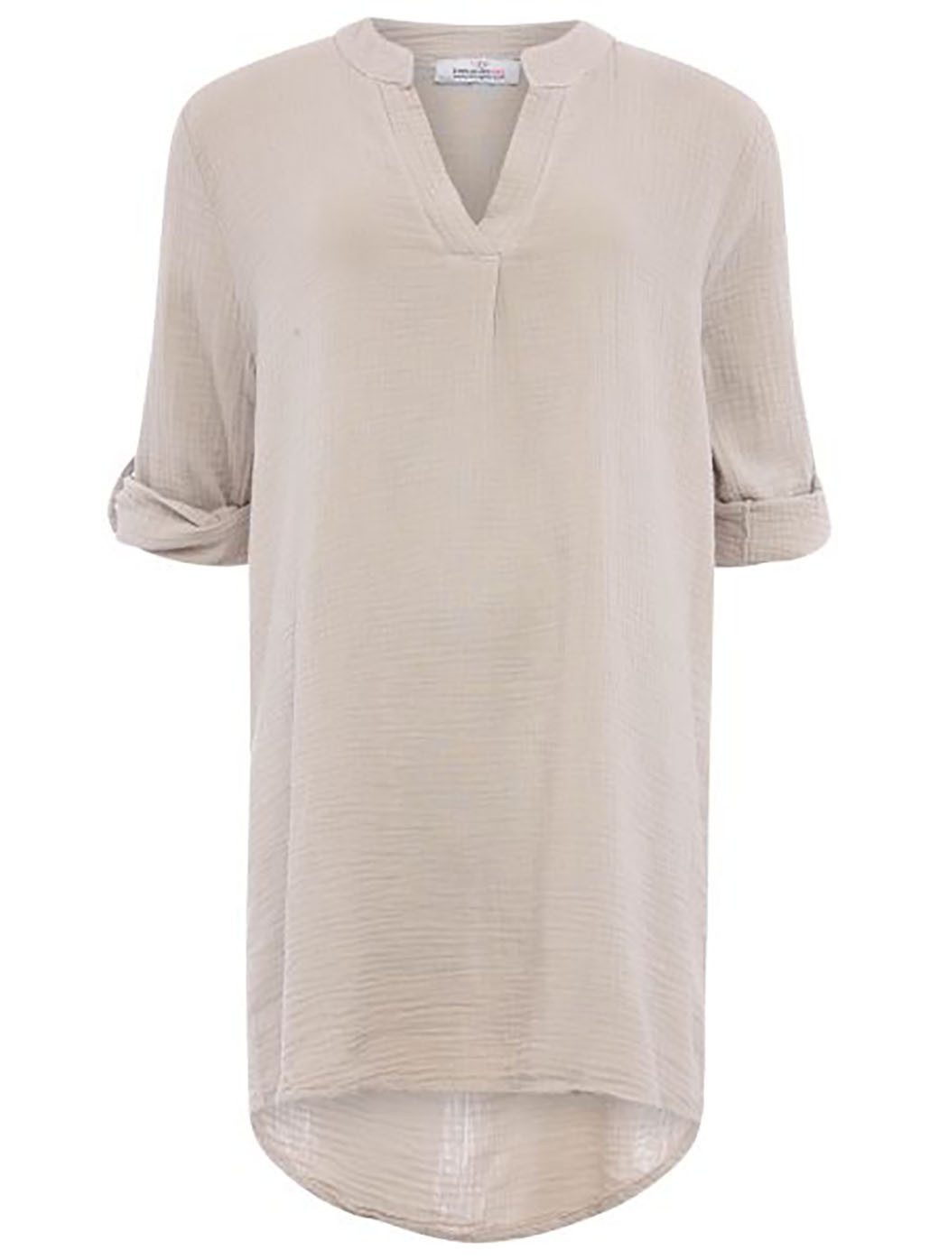 Zwillingsherz Schlupfbluse "Rom" verlängerte Rückenpartie, V-Neck, Turn-Up günstig online kaufen