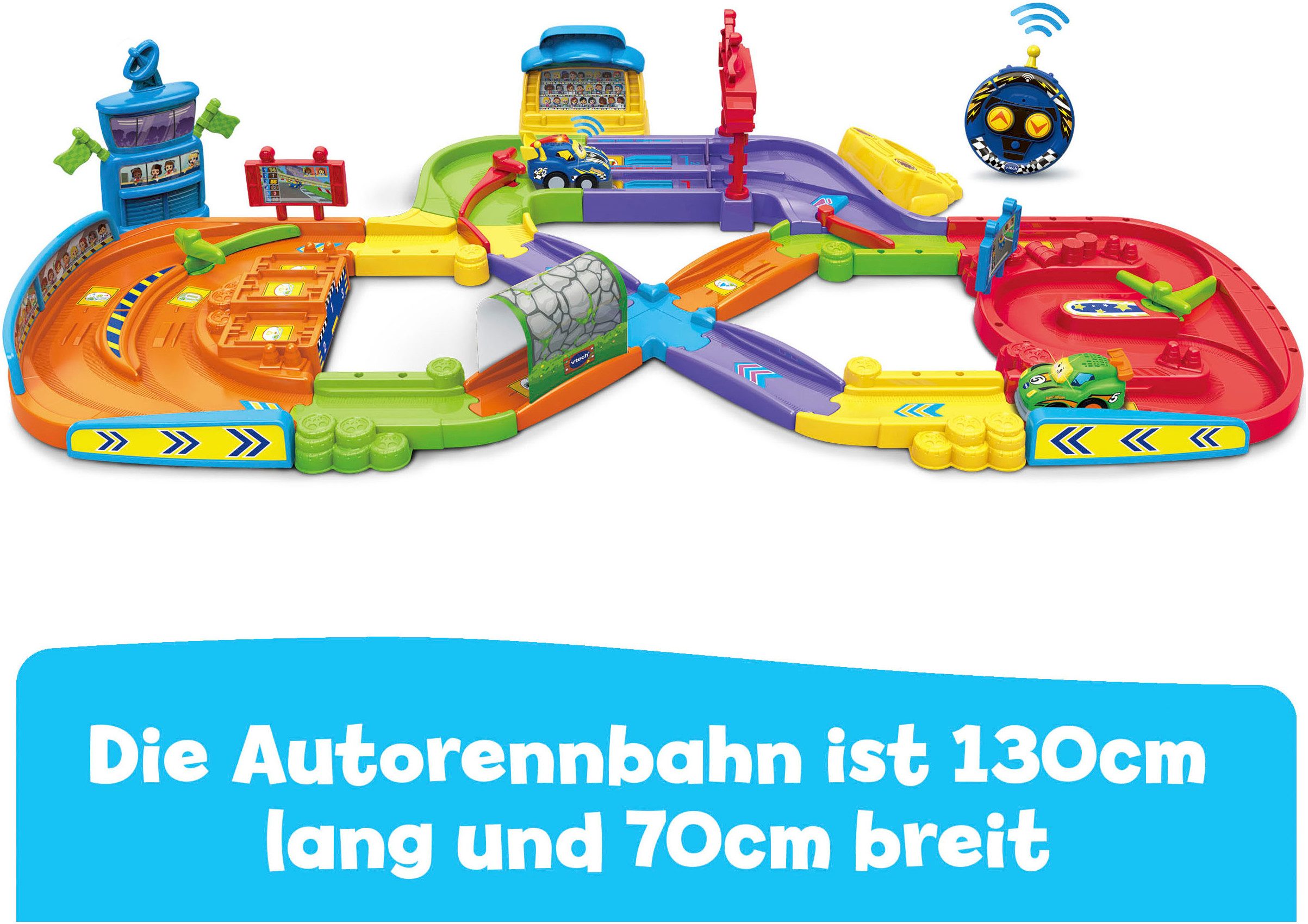 Vtech® Autorennbahn Tut Tut Baby Flitzer - RC Autorennbahn, mit Soundeffekt, inkl. RC-Flitzer und motorisierter Rennwagen – Bild 2 von 5