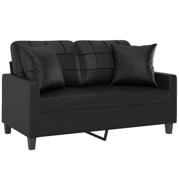 vidaXL Sofa 2-Sitzer-Sofa mit Zierkissen Schwarz 120 cm Kunstleder Couch Wohnzimme
