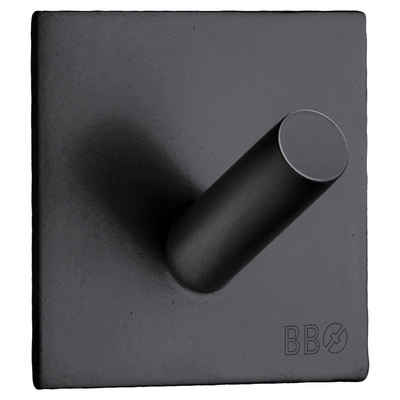 Smedbo Badaccessoire-Set Handtuchhaken, BB1092 schwarz, Messing, 1 tlg., 4,5 x 4,5 cm, selbstklebend