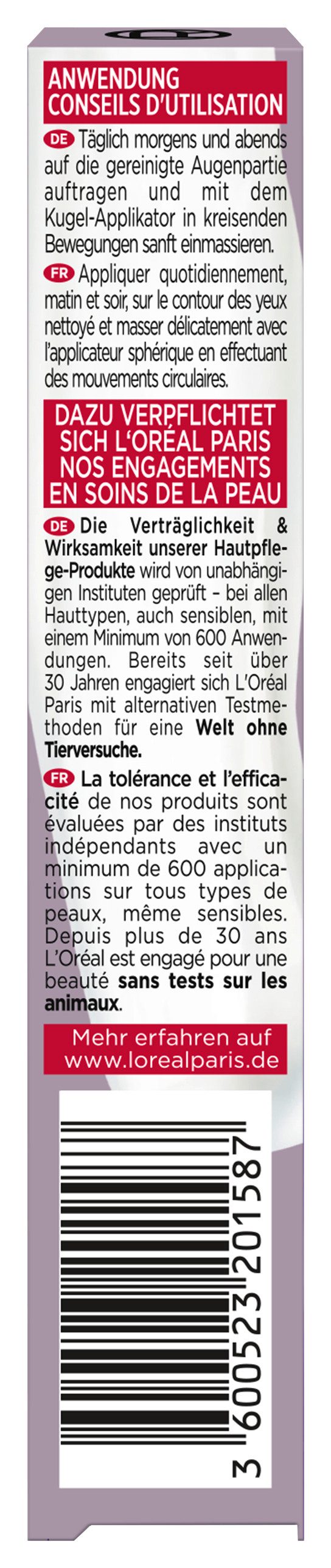 L'ORÉAL PARIS Augencreme REVITALIFT FILLER AUGENPFLEGE, mit Hyaloronsäure