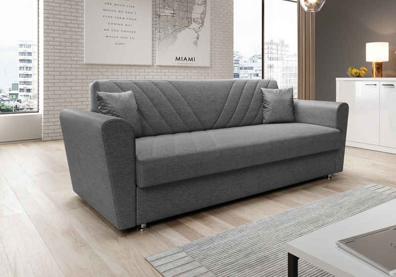 interbed Schlafsofa Athen 3Sitzer Klappsofa mit Bettfunktion Anthrazit, mit Relaxfunktion