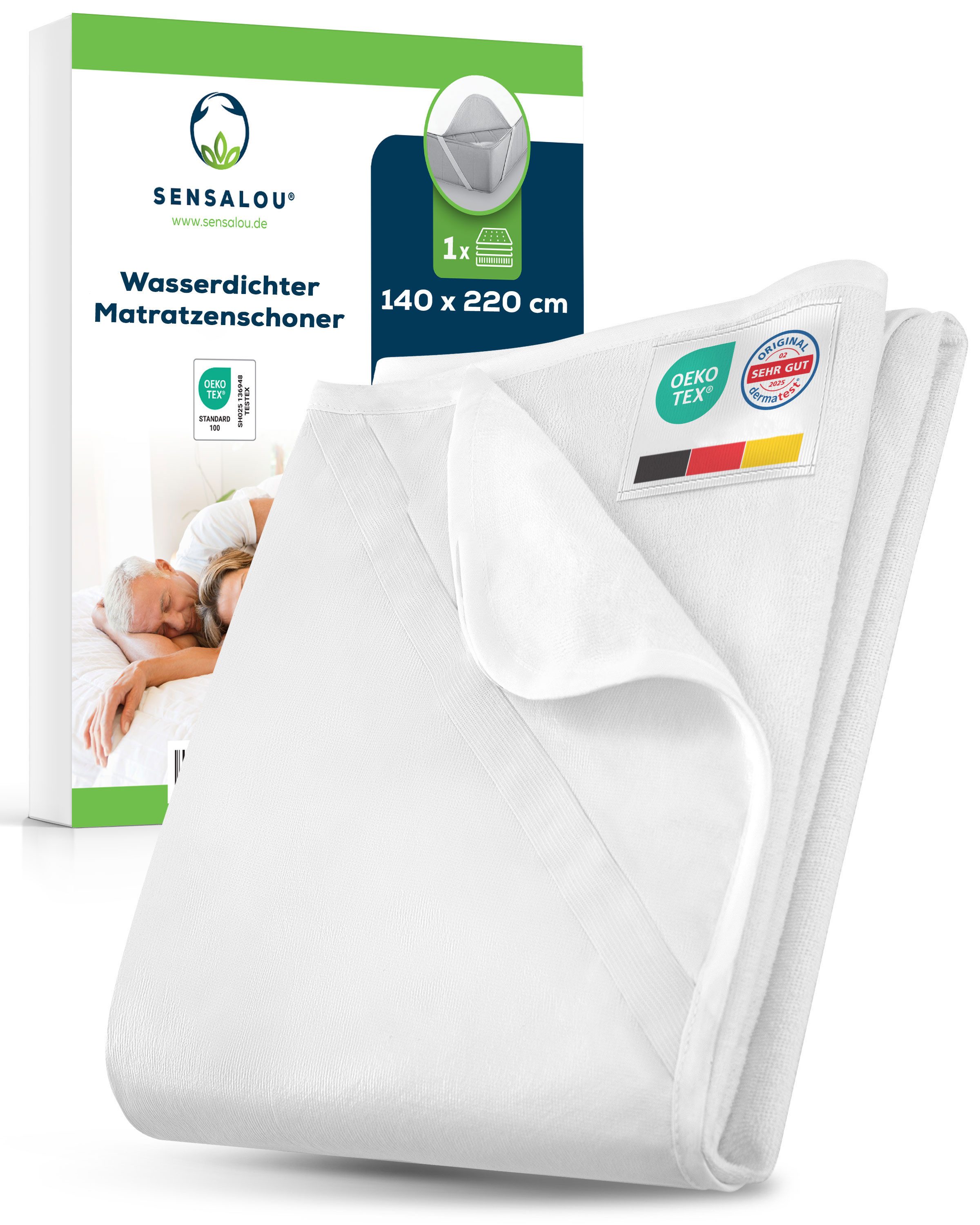 Matratzenschoner Sensalou Matratzenschoner 140 x 220 cm (1er Pack) Sensalou, wasserdicht saugstark wasserfest