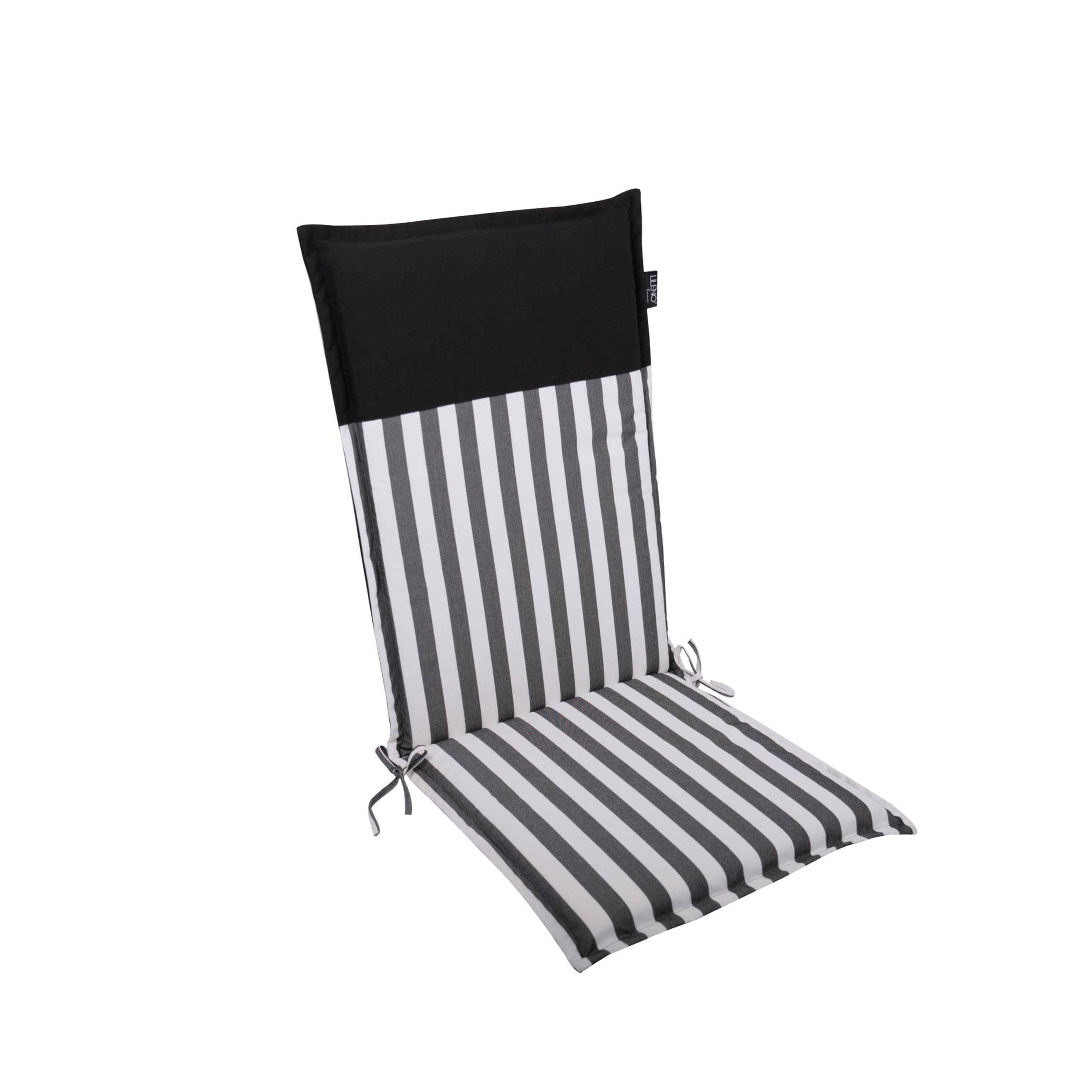 LILENO HOME Hochlehnerauflage Gartenstuhl Auflage, bequeme Sitzauflage für Gartenmöbel, Stuhlkissen, (1 St., 1er Set), Polsterauflage Streifen Schwarz, Sitzpolster für Klappstühle