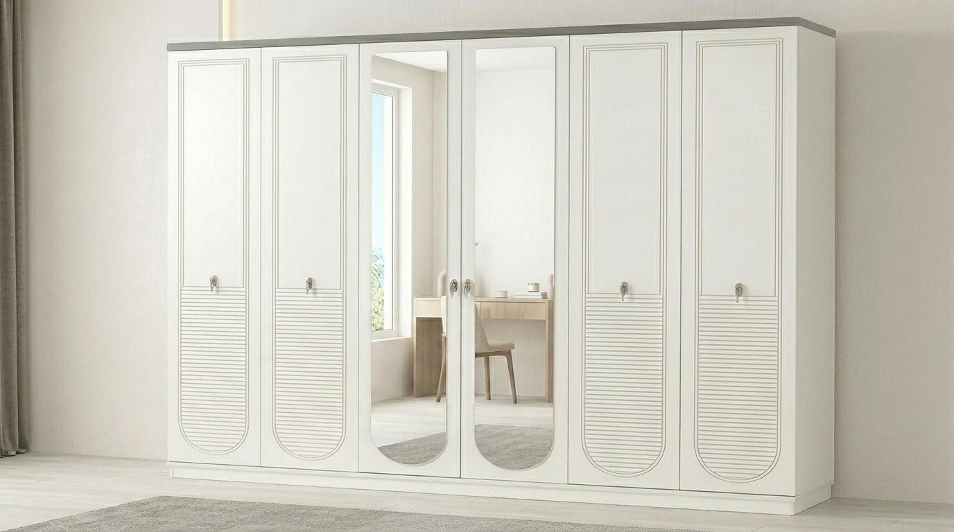 JVmoebel Kleiderschrank Schrank Bequem Stilvoll Weiß Minimalistisch Geräumig Modern Holz Made in Europa