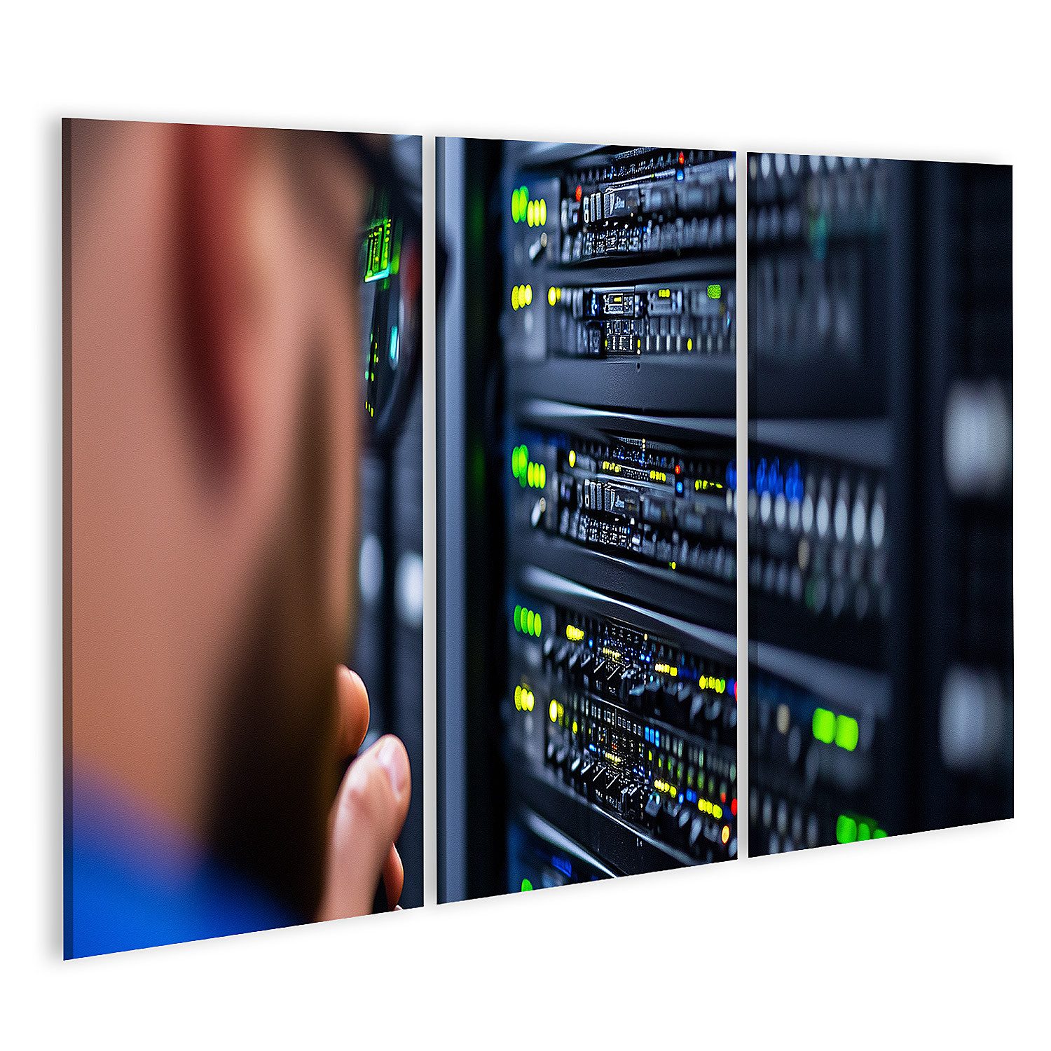 islandburner Leinwandbild, Techniker überprüft Server im Datenzentrum