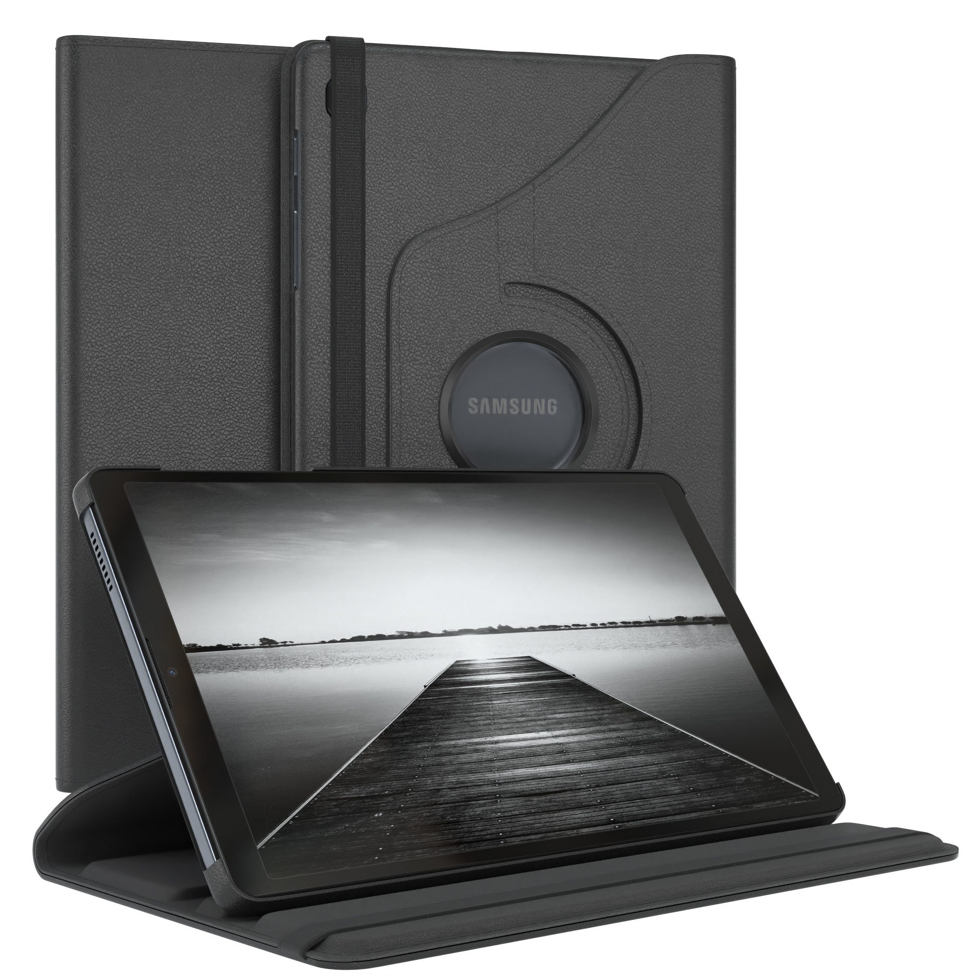 EAZY CASE Tablet-Hülle Rotation Case für Samsung Galaxy Tab A7 Lite 8,7 Zoll, Hülle 360° drehbar mit Standfunktion Etui Anti-Kratz Tasche Schwarz