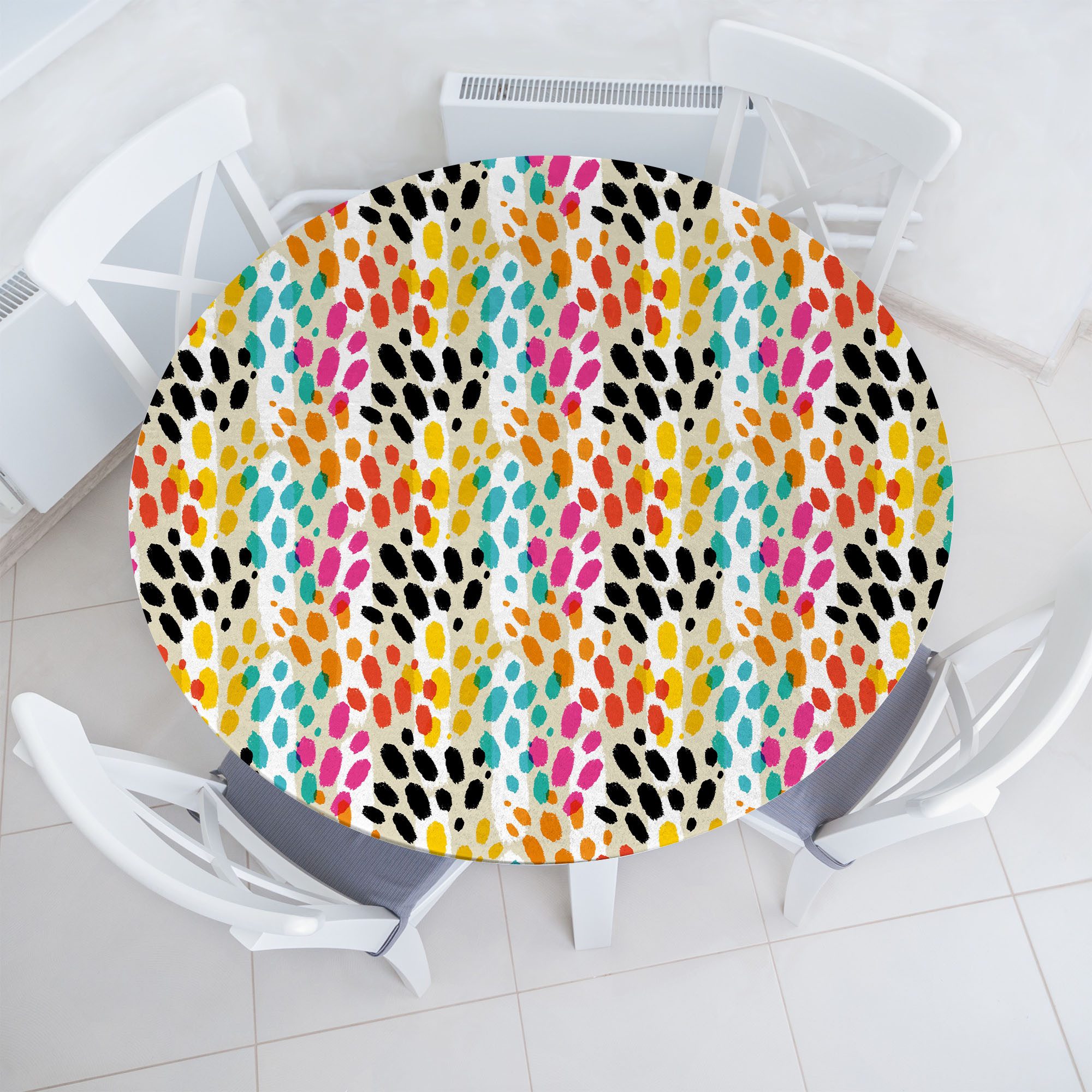 Abakuhaus Tischdecke Rundum-elastische Stofftischdecke, Bunt Tierhaut Spots Stripes