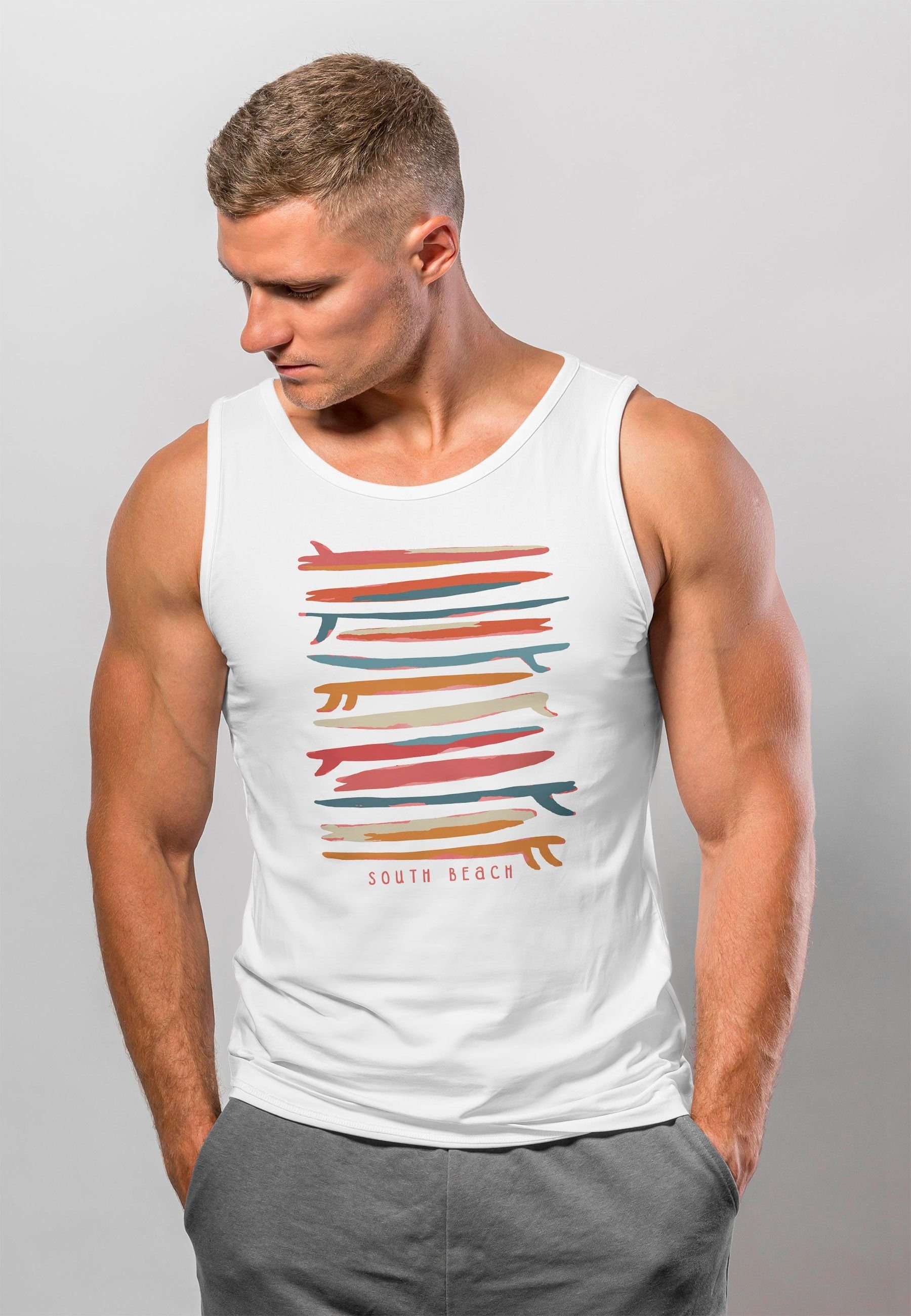 Neverless Tanktop Herren Tank-Top Surfboards South Beach California USA Som günstig online kaufen