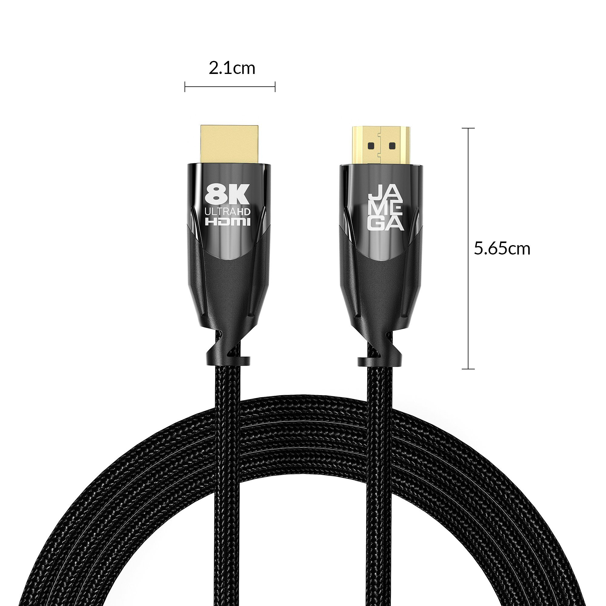 JAMEGA Premium HDMI 2.1 Ultra High Speed Kabel 8K 48Gbit eARC HDR10+ Ethernet HDMI-Kabel, HDMI 2.1, HDMI Typ-A-Stecker auf HDMI Typ-A-Stecker (100 cm) – Bild 2 von 5