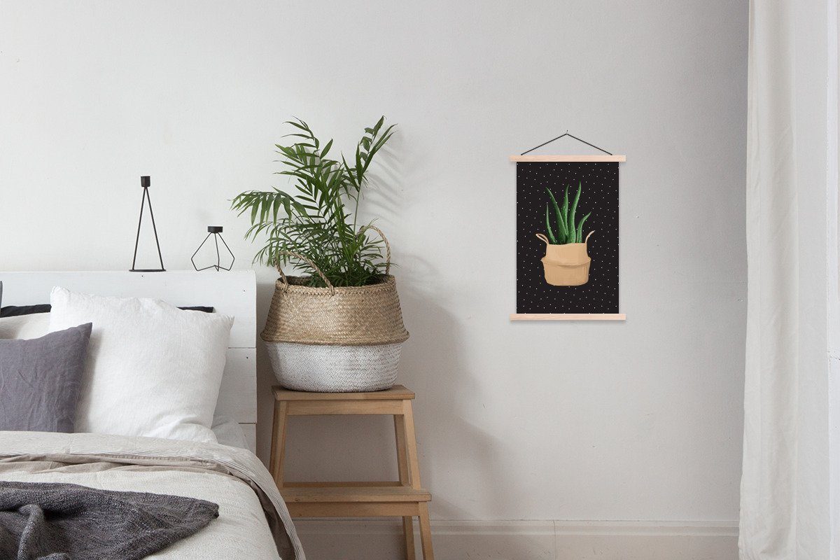 Textilposter Bilderleiste, - Vera - Aloe Magnetisch Posterleiste, MuchoWow Pflanzgefäß, Pflanze St), Poster (1 für Wohnzimmer,
