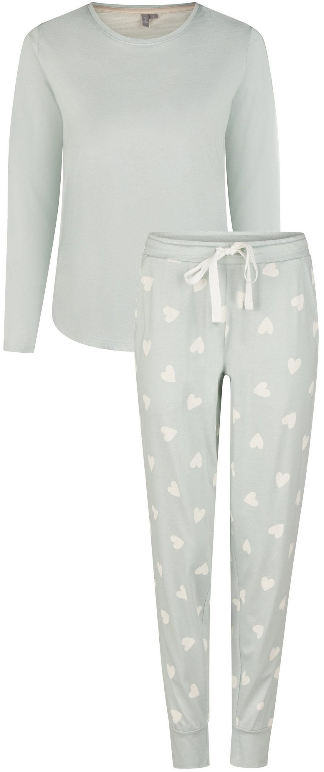 By Louise Schlafanzug Damen Pyjama lang (2 tlg) Baumwolle Herzen Allover günstig online kaufen