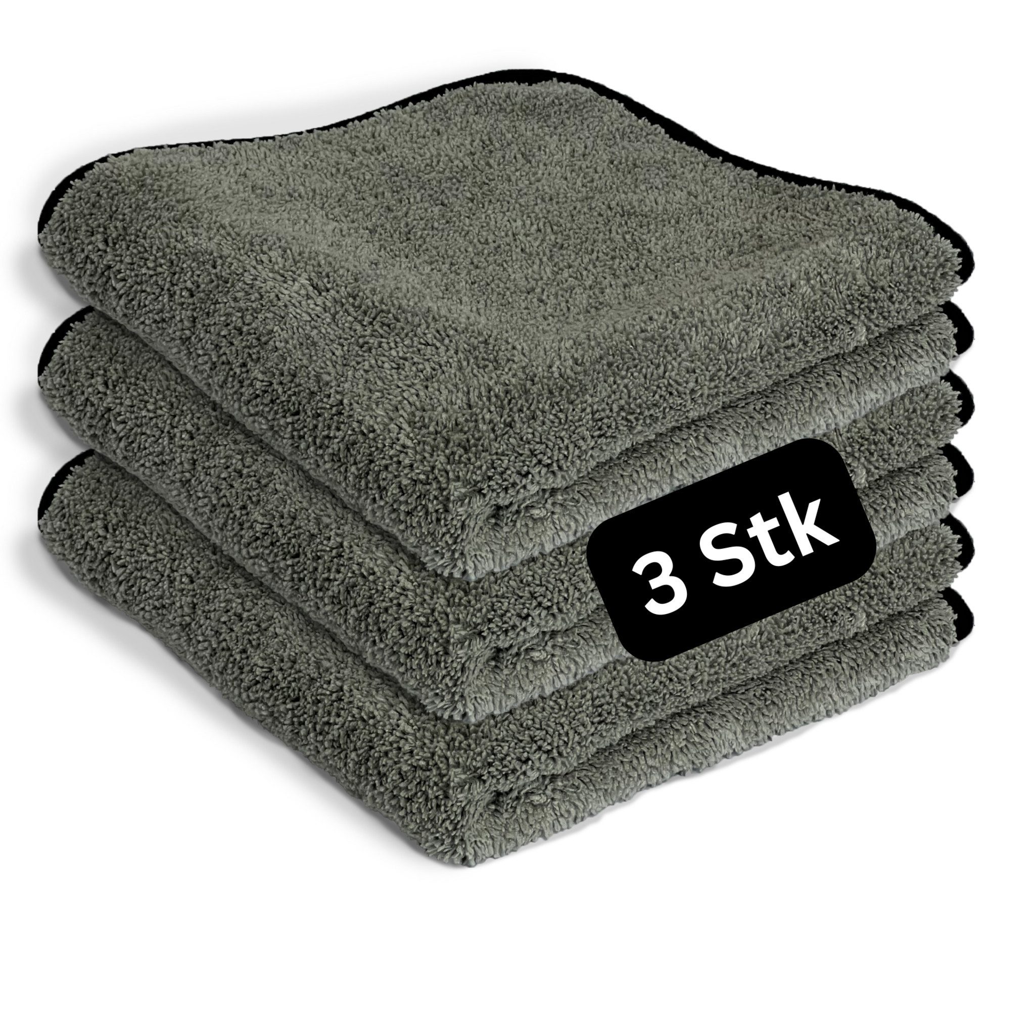 bio-chem Mikrofasertuch 600 GSM Flauschige Poliertücher Trocknung & Pflege Reinigungstücher (Set, 3-tlg., Extra weich, fusselfrei & saugstark)