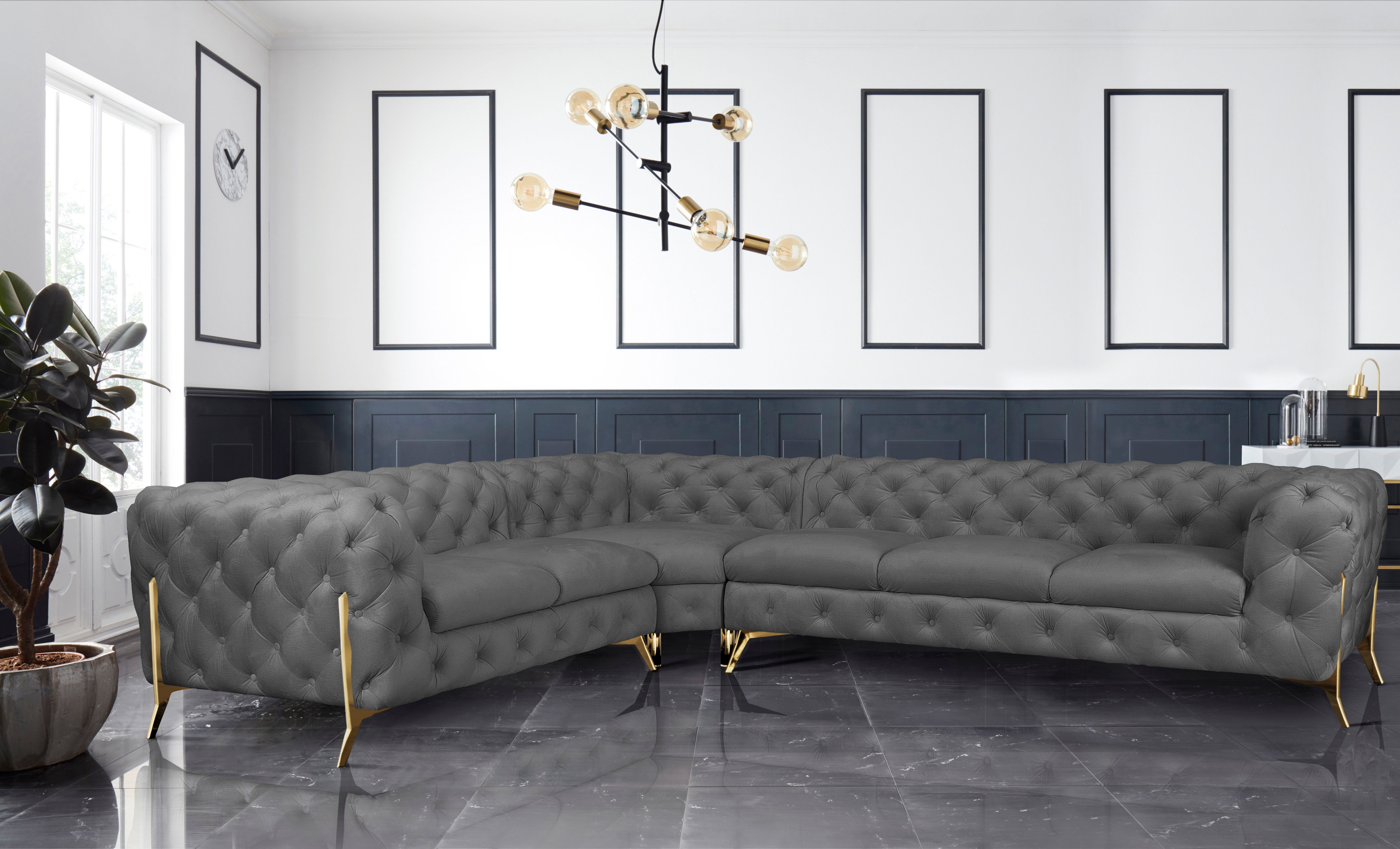 Leonique Chesterfield-Sofa Amaury L-Form, großes Ecksofa, günstig online kaufen