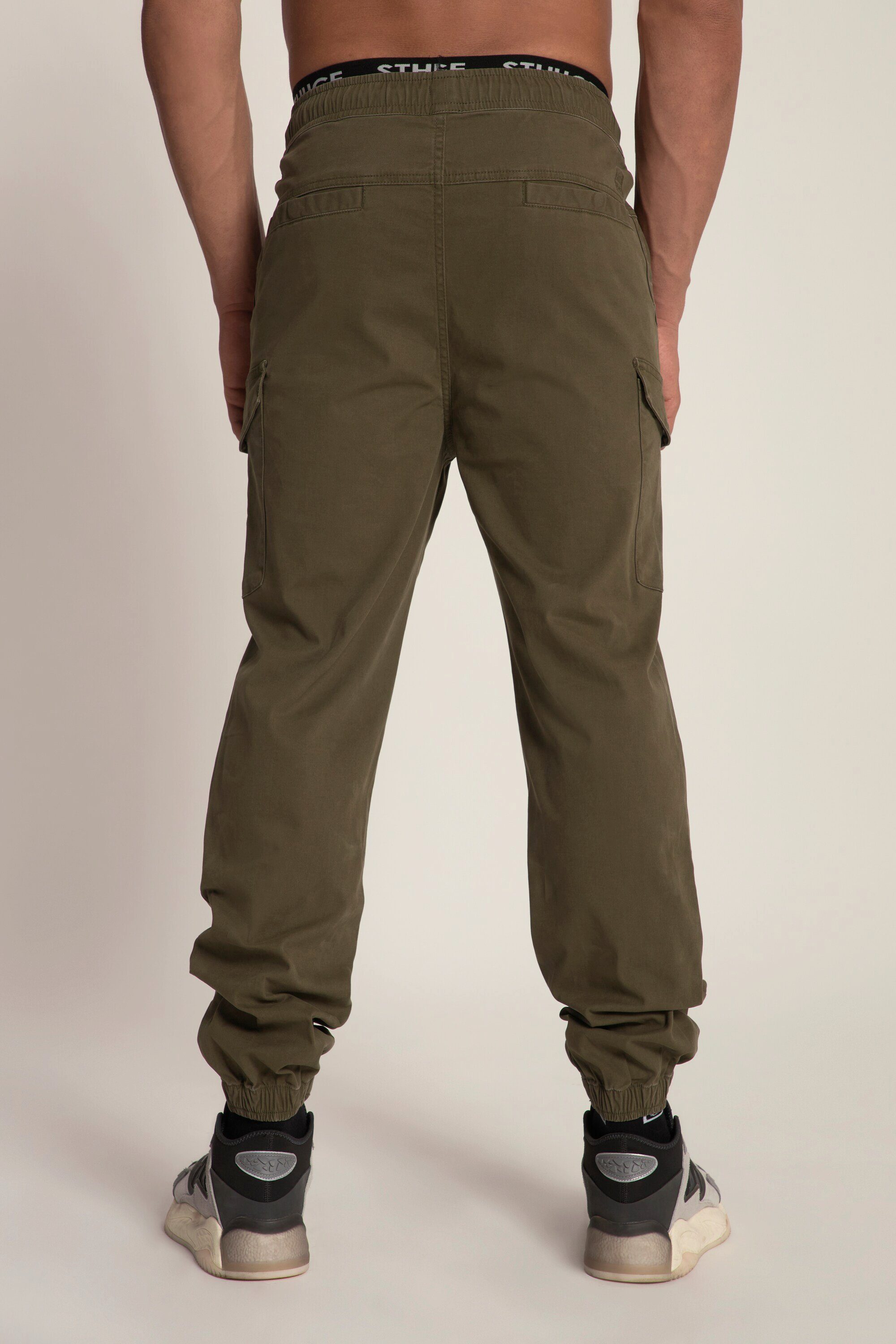 6 Elastikbund Fit Modern Schlupfhose STHUGE olive Cargohose STHUGE Taschen