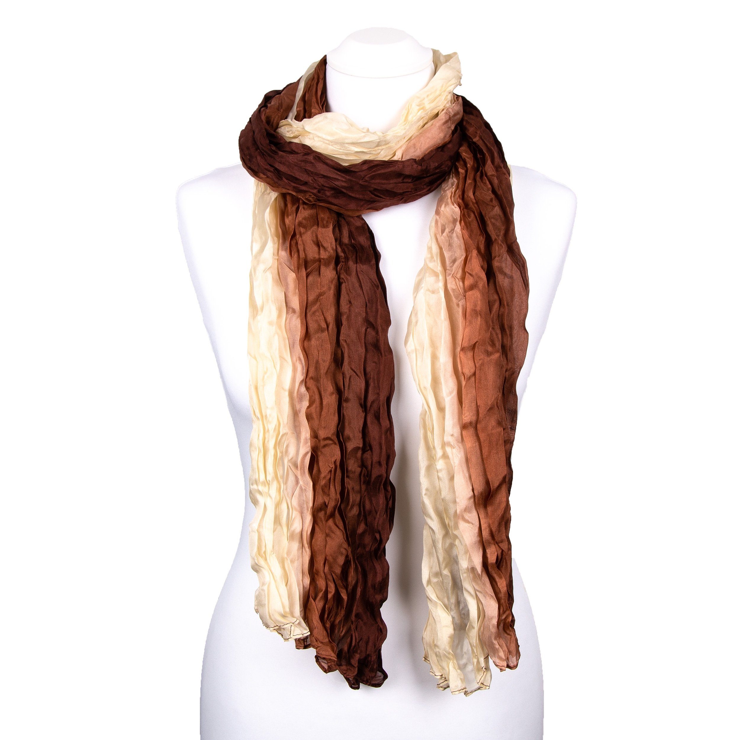 Silkroad Seidenschal Knitterschal Halstuch Schal XXL Farbverlauf Braun