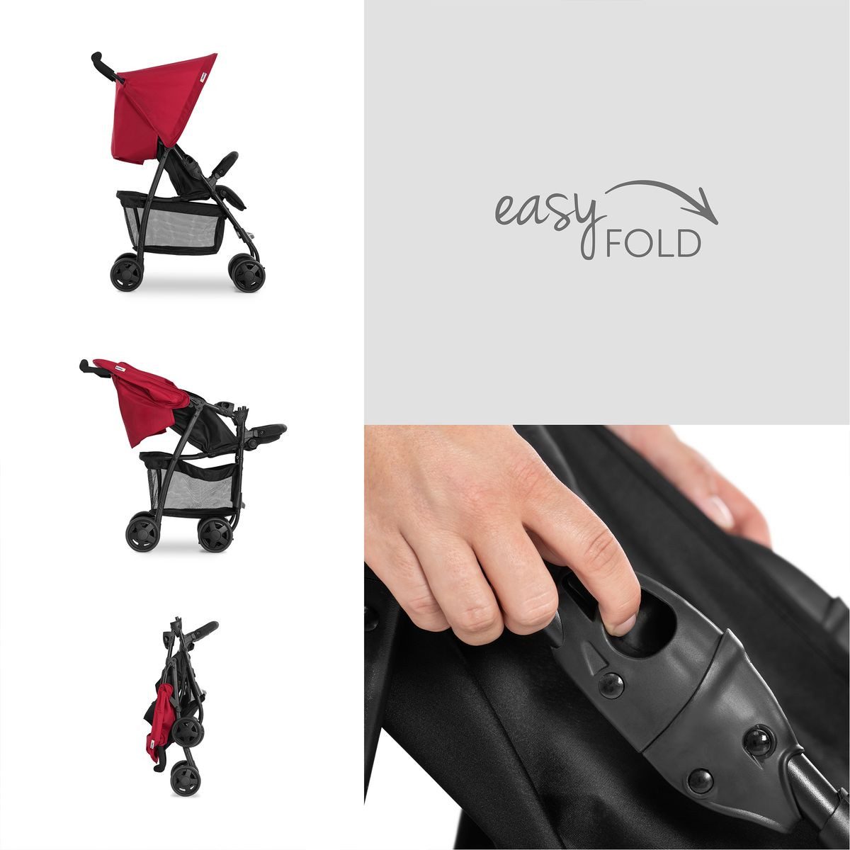 Hauck Sportbuggy Sport - Red, Reisebuggy nur 5,9 kg mit Liegeposition, Einhand-Faltung & Zubehör
